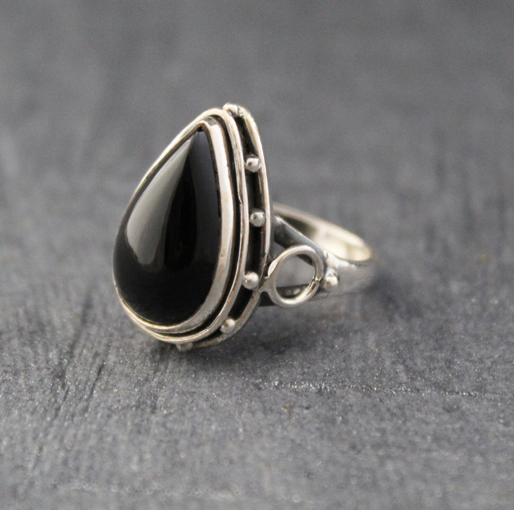 Black onyx ring, 925 Sterling Silver Ring, Antique Vintage Style Jewelry, Birthstone Jewelry, Boho Handmade Jewelry