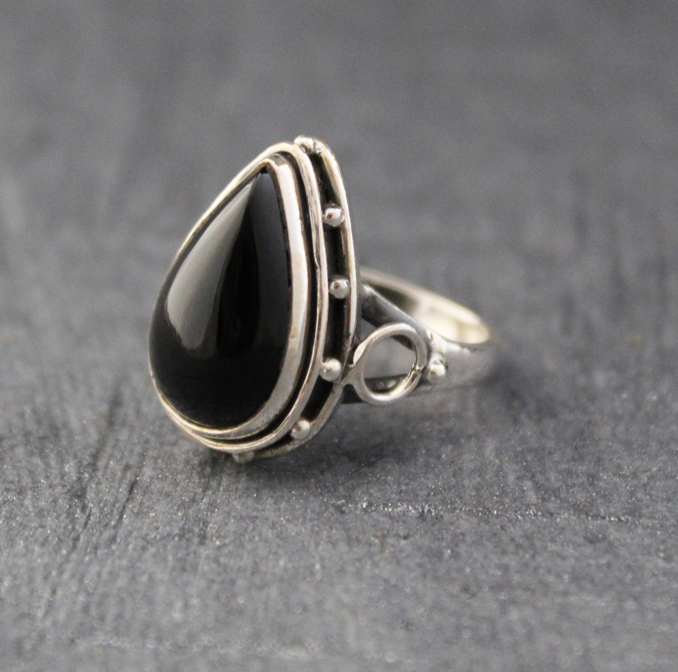 Black onyx ring, 925 Sterling Silver Ring, Antique Vintage Style Jewelry, Birthstone Jewelry, Boho Handmade Jewelry