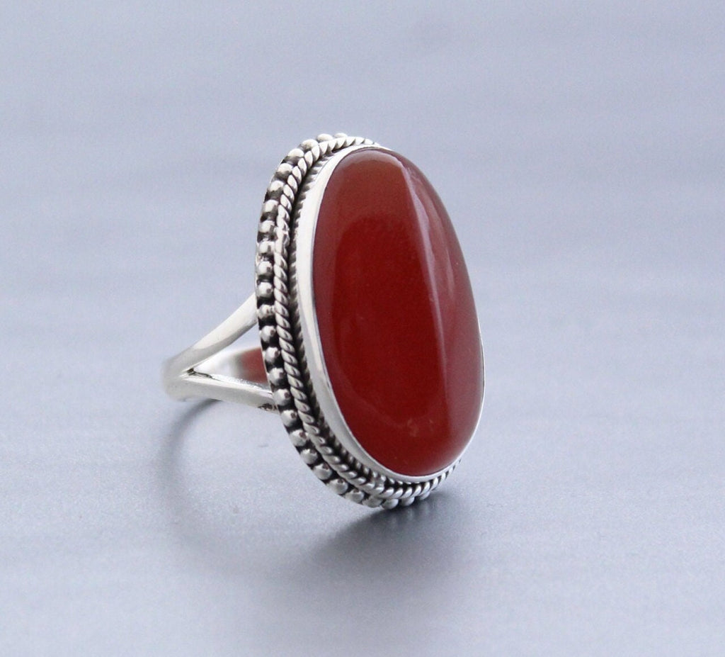 Carnelian Ring, Birthstone Jewelry, Art Deco ring, 925 sterling Silver Ring, Gifts for Mom, Handmade Jewelry, Birthstone Rings, Custom Rings
