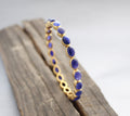 Blue Sapphire Bangle, Gold Plated, Minimalist Jewelry, September Birthstone, Anniversary Gift