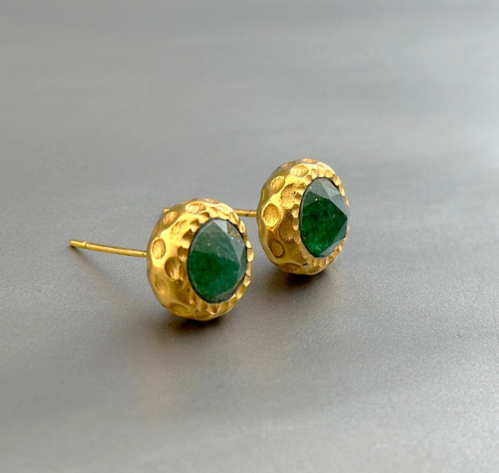 Aventurine Stud Earrings, Birthday Gifts, Small Earrings, Minimalist Studs, Dainty Gold Studs, Gift for Mom, Bridesmaid Gifts, Gift for Mom