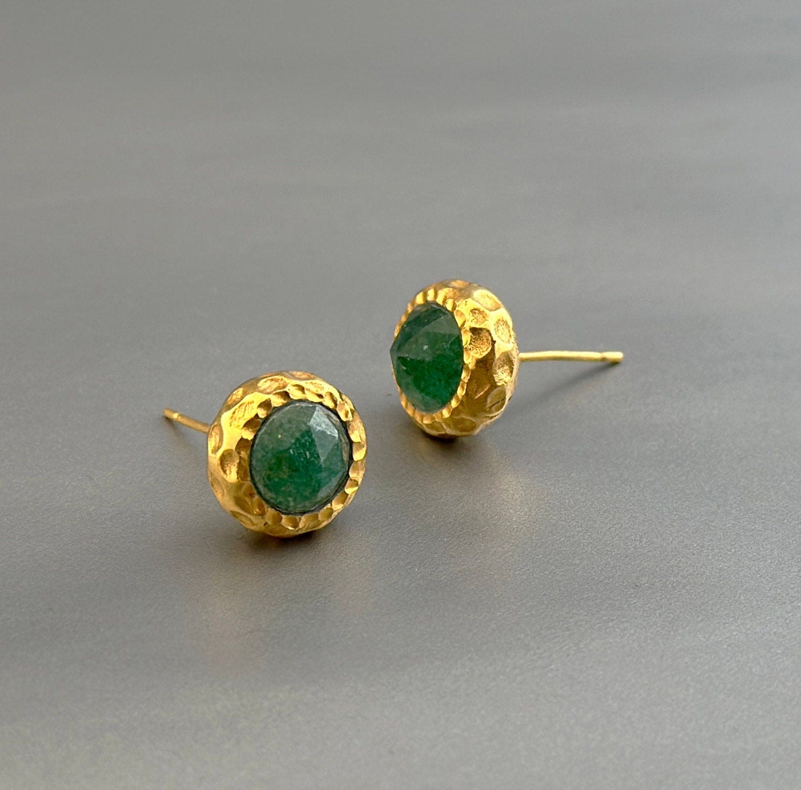 Aventurine Stud Earrings, Birthday Gifts, Small Earrings, Minimalist Studs, Dainty Gold Studs, Gift for Mom, Bridesmaid Gifts, Gift for Mom