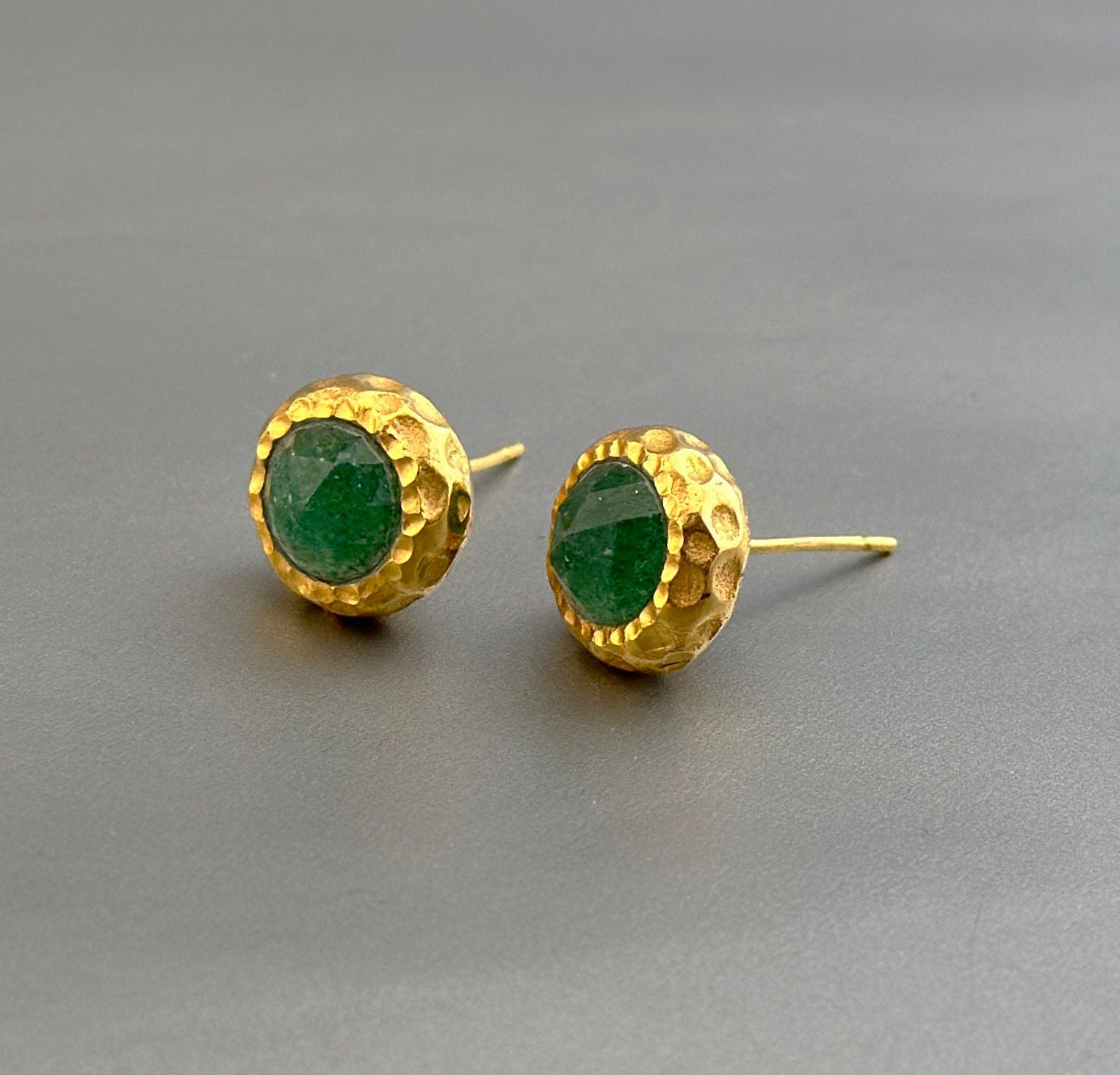 Aventurine Stud Earrings, Birthday Gifts, Small Earrings, Minimalist Studs, Dainty Gold Studs, Gift for Mom, Bridesmaid Gifts, Gift for Mom