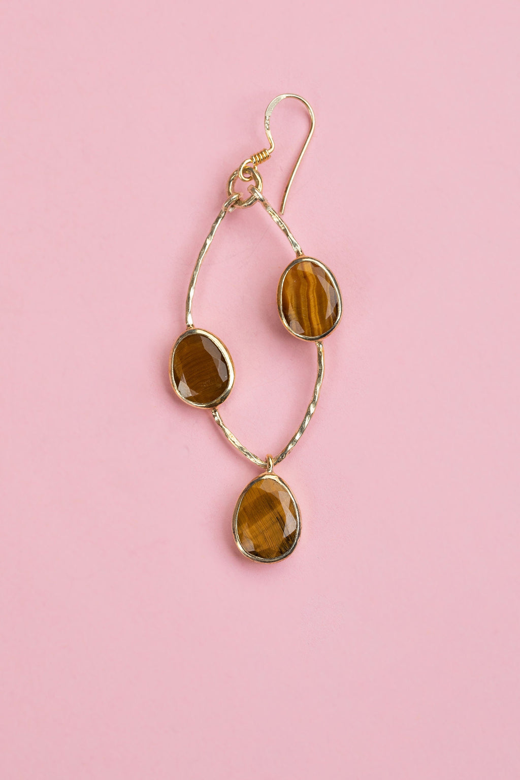 Tiger's Eye Dangle Earrings, Gold Earrings, Retro Statement Jewelry, Minimalist Gemstone, Vintage Jewelry Gift for Her