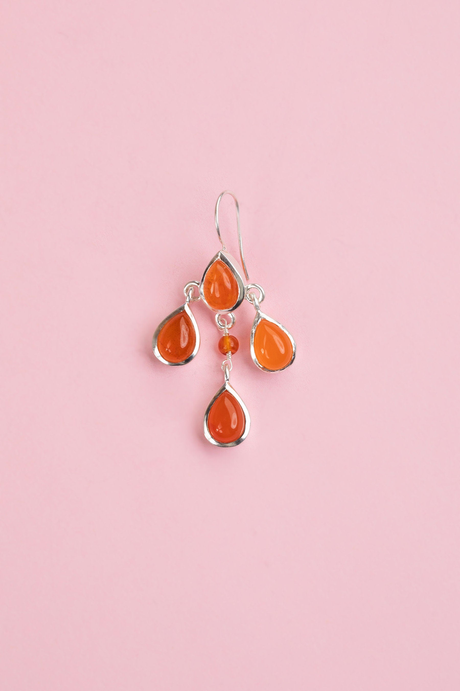 Handmade Carnelian Teardrop Earrings, Silver Dangle Birthstone Jewelry, Bridal Jewelry, Wedding Jewelry, earrings for bride