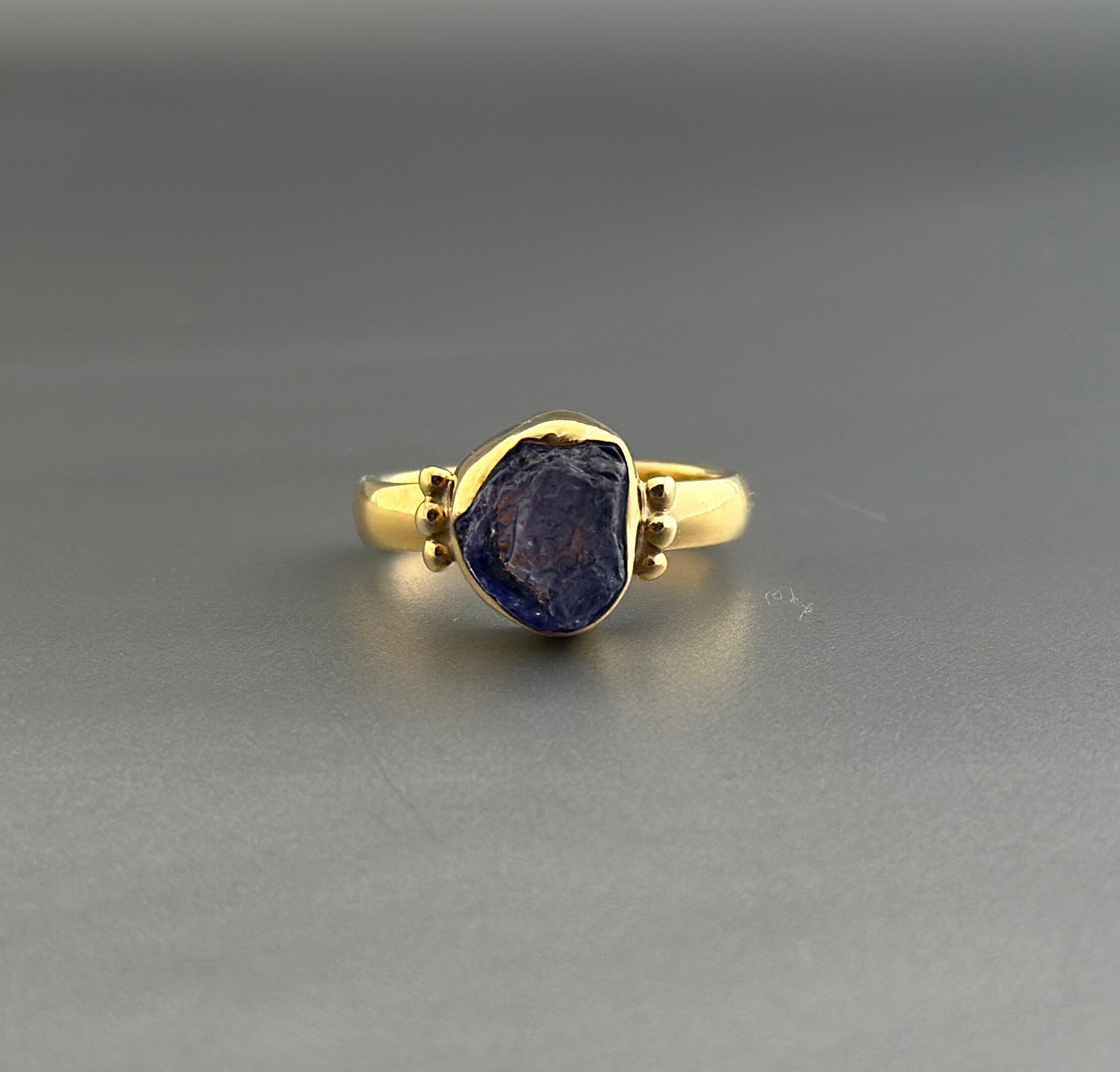 Raw Tanzanite Ring, 18K Gold Vermiel, Handmade Boho Jewelry, Unique Statement Ring, Nature Jewelry, Gift Ring