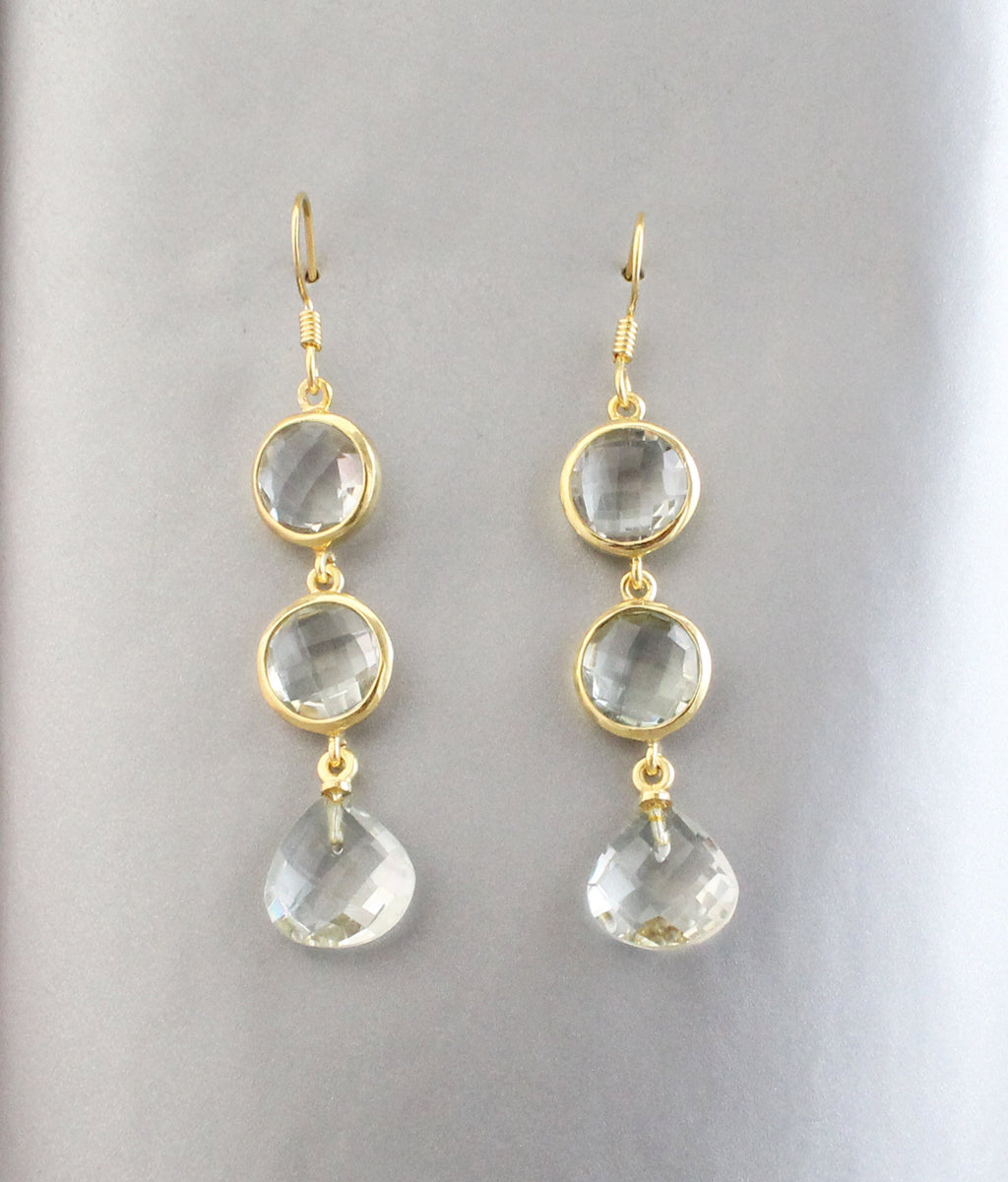 Clear crystal earrings, April Birthstone, Gemstone earring, Handmade, Natural, gift for girlfriend, birthday gift, birthstone earrings