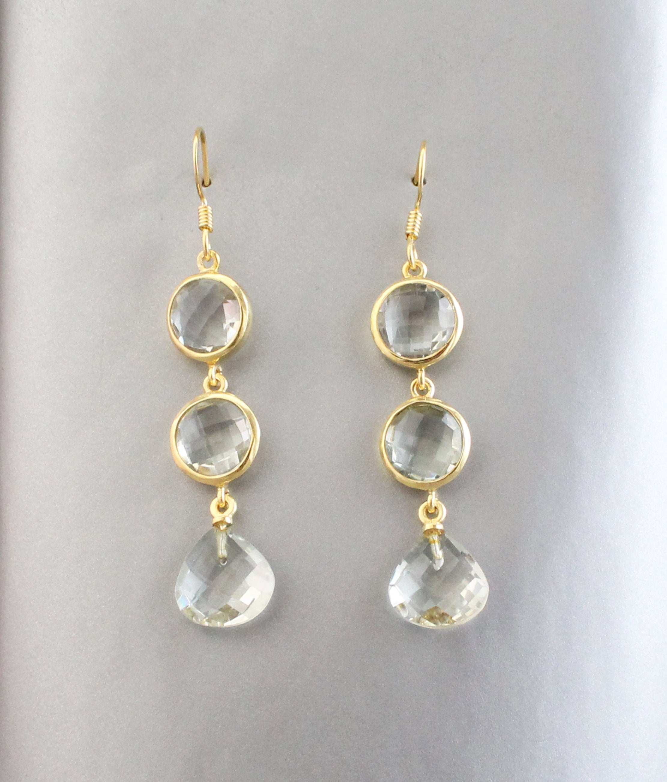 Clear crystal earrings, April Birthstone, Gemstone earring, Handmade, Natural, gift for girlfriend, birthday gift, birthstone earrings