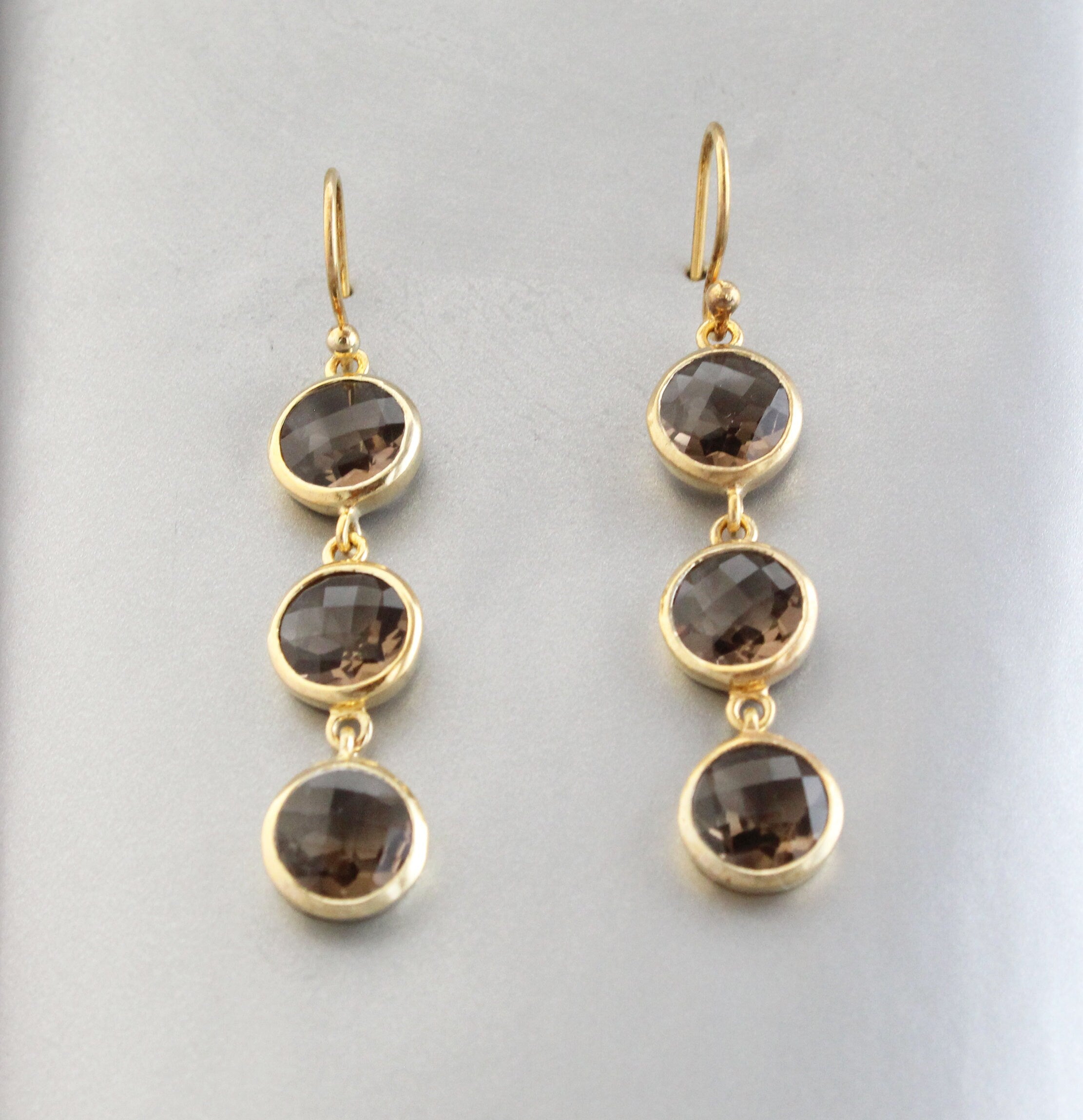 Smokey Quartz Earrings, 14K Gold Filled Handmade, Bridesmaid Gift, Natural Gemstone Gift for Her