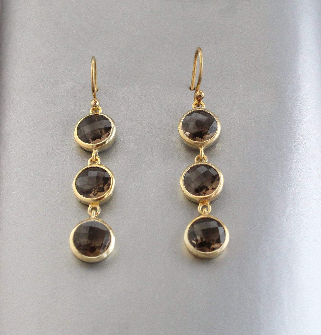 Smokey Quartz Earrings, 14K Gold Filled Handmade, Bridesmaid Gift, Natural Gemstone Gift for Her