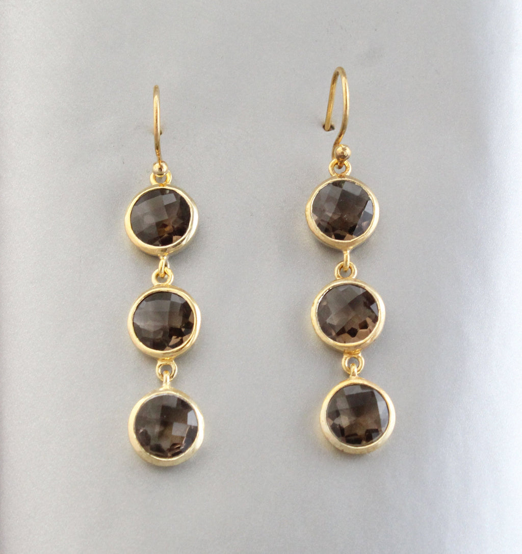 Smokey Quartz Earrings, 14K Gold Filled Handmade, Bridesmaid Gift, Natural Gemstone Gift for Her