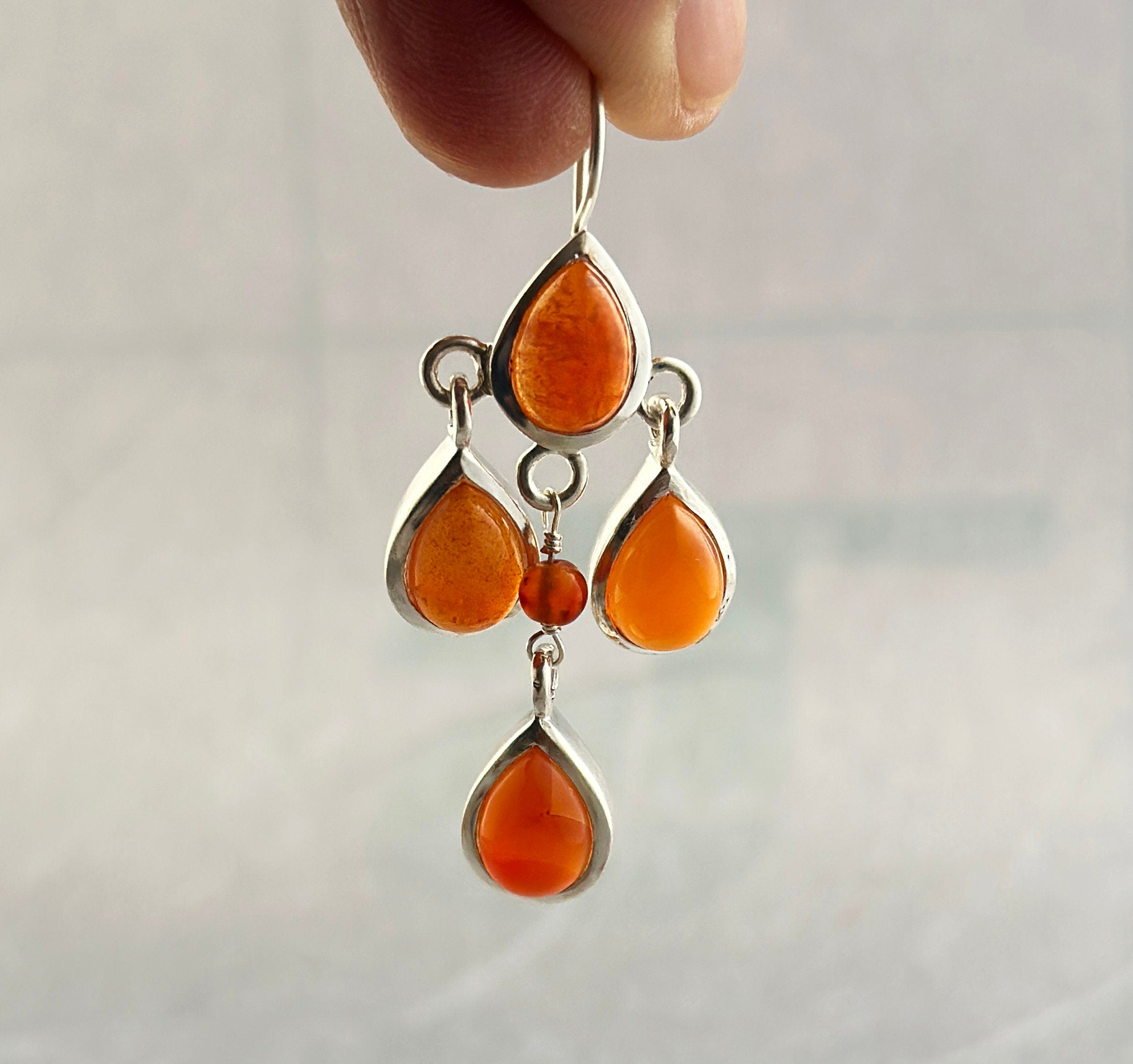 Handmade Carnelian Teardrop Earrings, Silver Dangle Birthstone Jewelry, Bridal Jewelry, Wedding Jewelry, earrings for bride