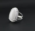 Sterling Silver White Agate Ring, Modern Jewelry, Handmade Jewelry Gift for Her, Boho Birthstone Ring, Gift for Mom