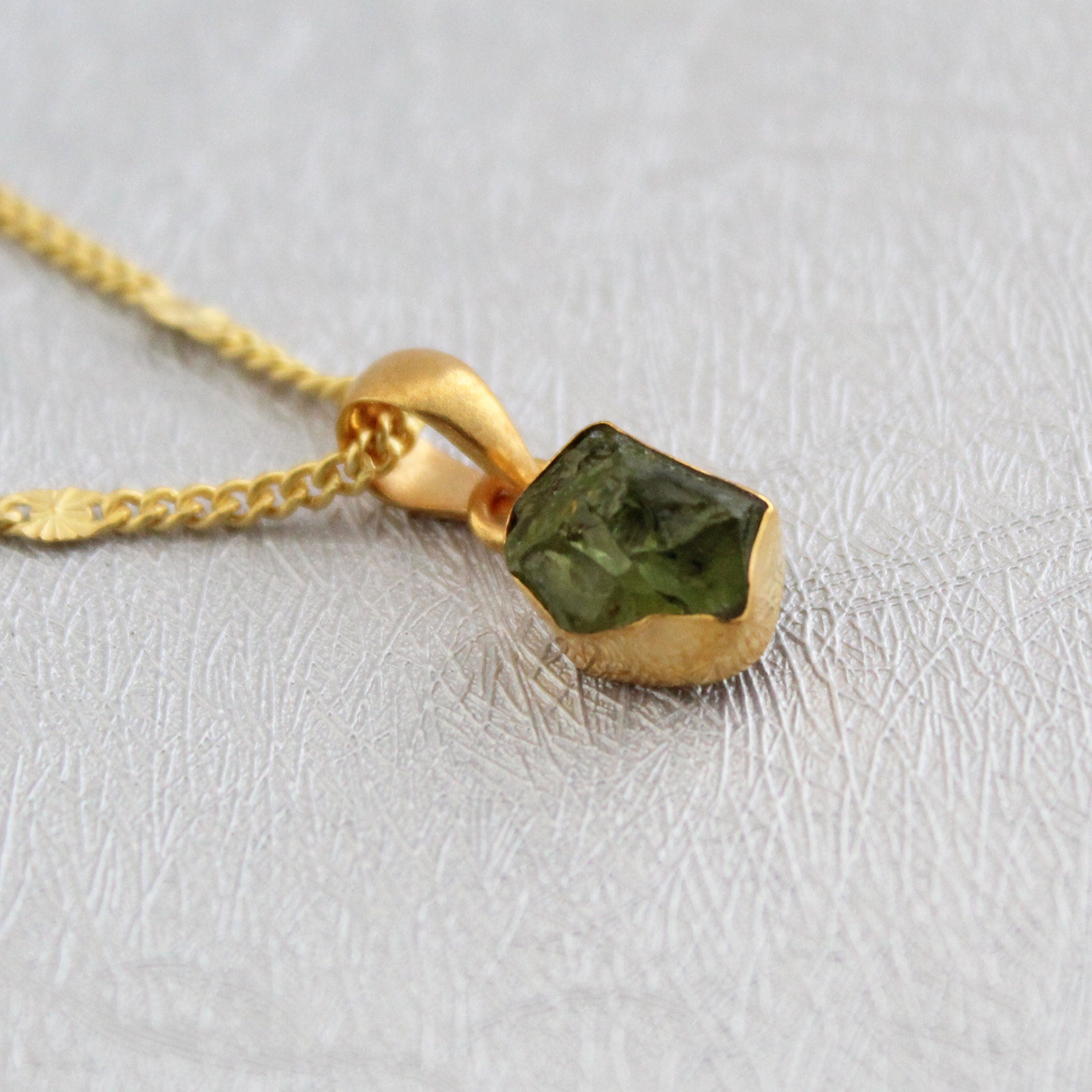 Raw Peridot Necklace, August Birthstone, Natural Green Gemstone Gift, 14K Gold Vermeil Pendant, Gold Filled Chain, gift for Mom