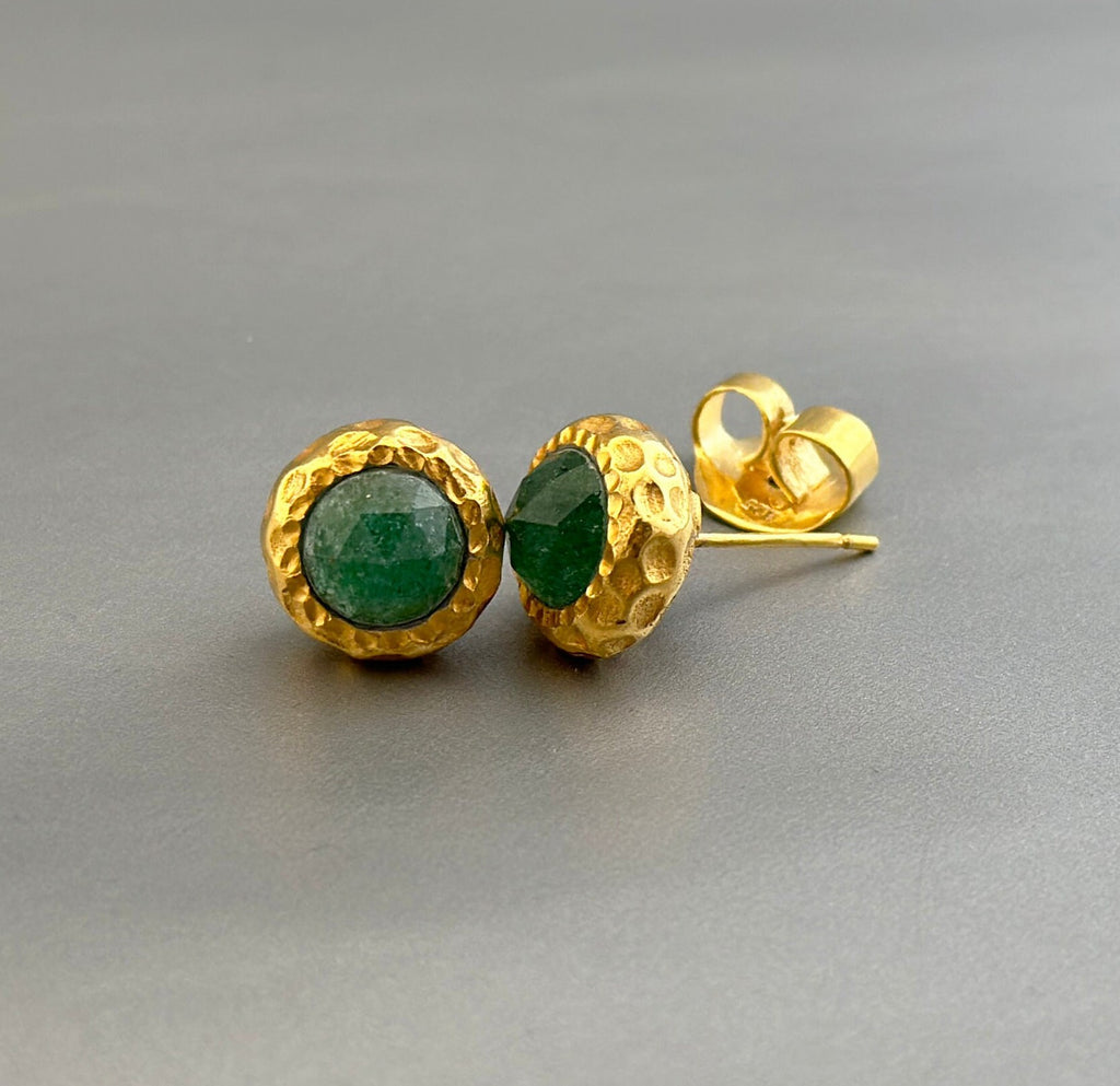 Aventurine Stud Earrings, Birthday Gifts, Small Earrings, Minimalist Studs, Dainty Gold Studs, Gift for Mom, Bridesmaid Gifts, Gift for Mom