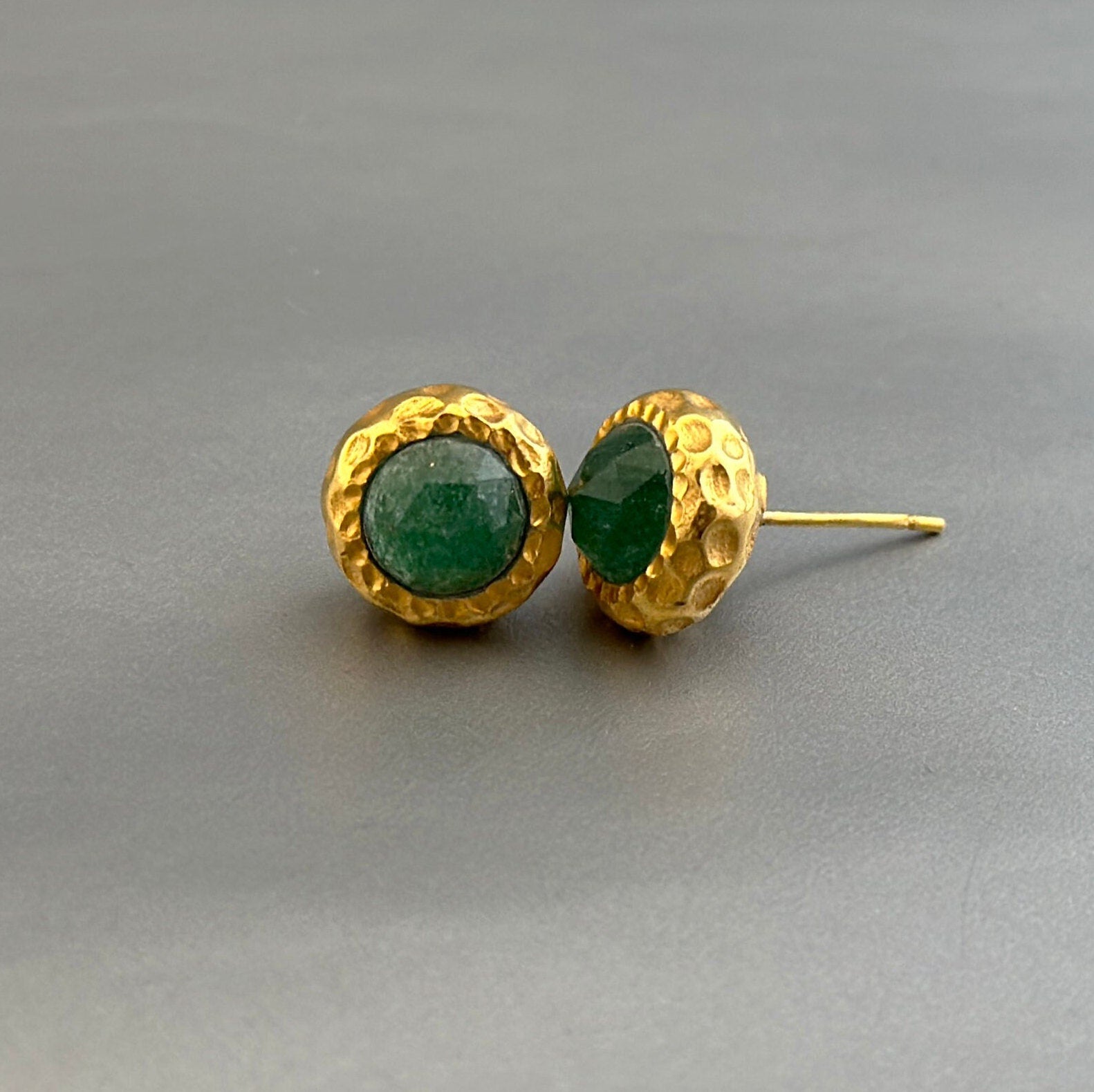 Aventurine Stud Earrings, Birthday Gifts, Small Earrings, Minimalist Studs, Dainty Gold Studs, Gift for Mom, Bridesmaid Gifts, Gift for Mom