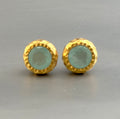 Chalcedony Studs, 18K Gold Studs, Gemstone Stud Earring, March Birthstone Jewellery, Dainty Studs, small stud earrings