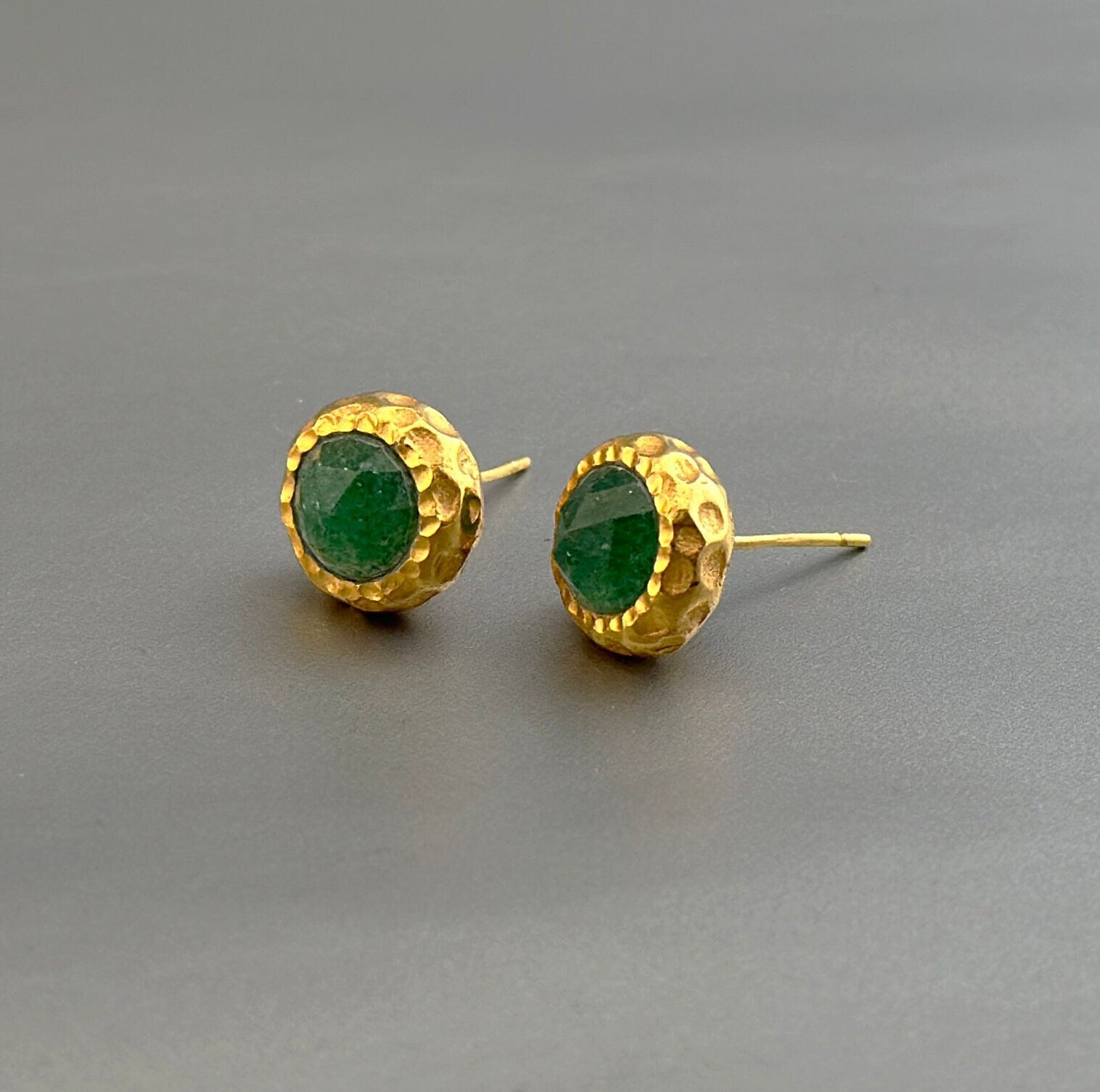 Aventurine Stud Earrings, Birthday Gifts, Small Earrings, Minimalist Studs, Dainty Gold Studs, Gift for Mom, Bridesmaid Gifts, Gift for Mom