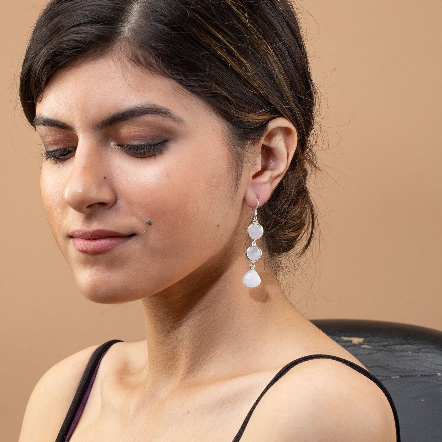 White Agate Drop Earrings: Sterling Silver Gemstone Jewelry