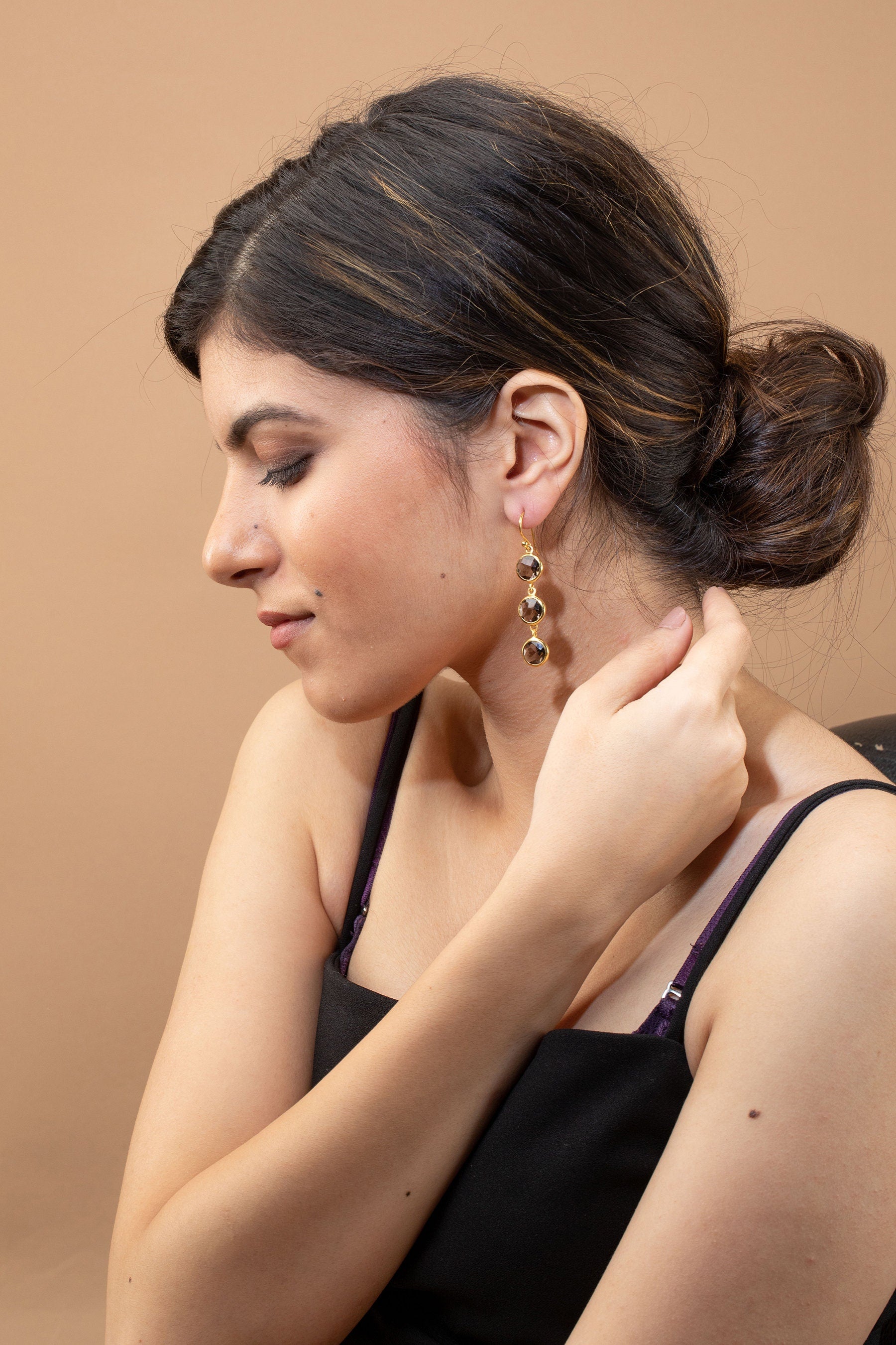 Smokey Quartz Earrings, 14K Gold Filled Handmade, Bridesmaid Gift, Natural Gemstone Gift for Her