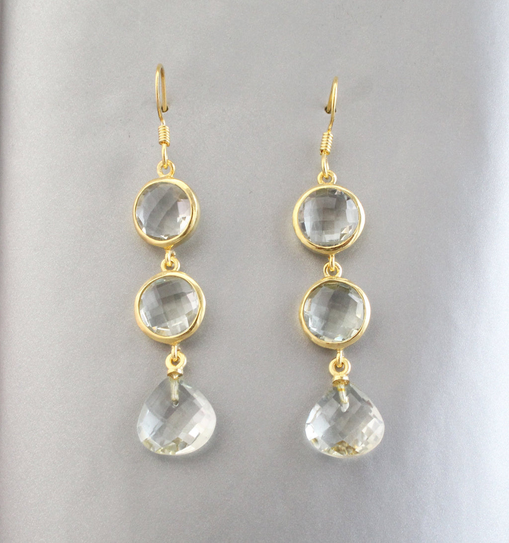 Clear crystal earrings, April Birthstone, Gemstone earring, Handmade, Natural, gift for girlfriend, birthday gift, birthstone earrings
