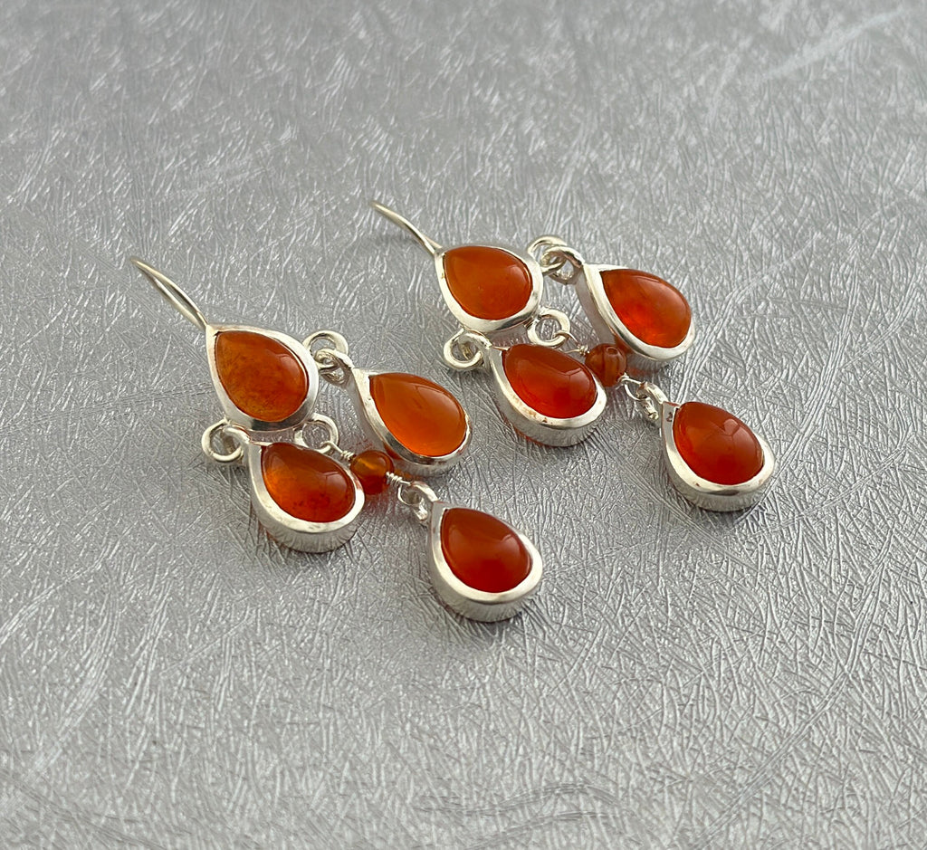 Handmade Carnelian Teardrop Earrings, Silver Dangle Birthstone Jewelry, Bridal Jewelry, Wedding Jewelry, earrings for bride