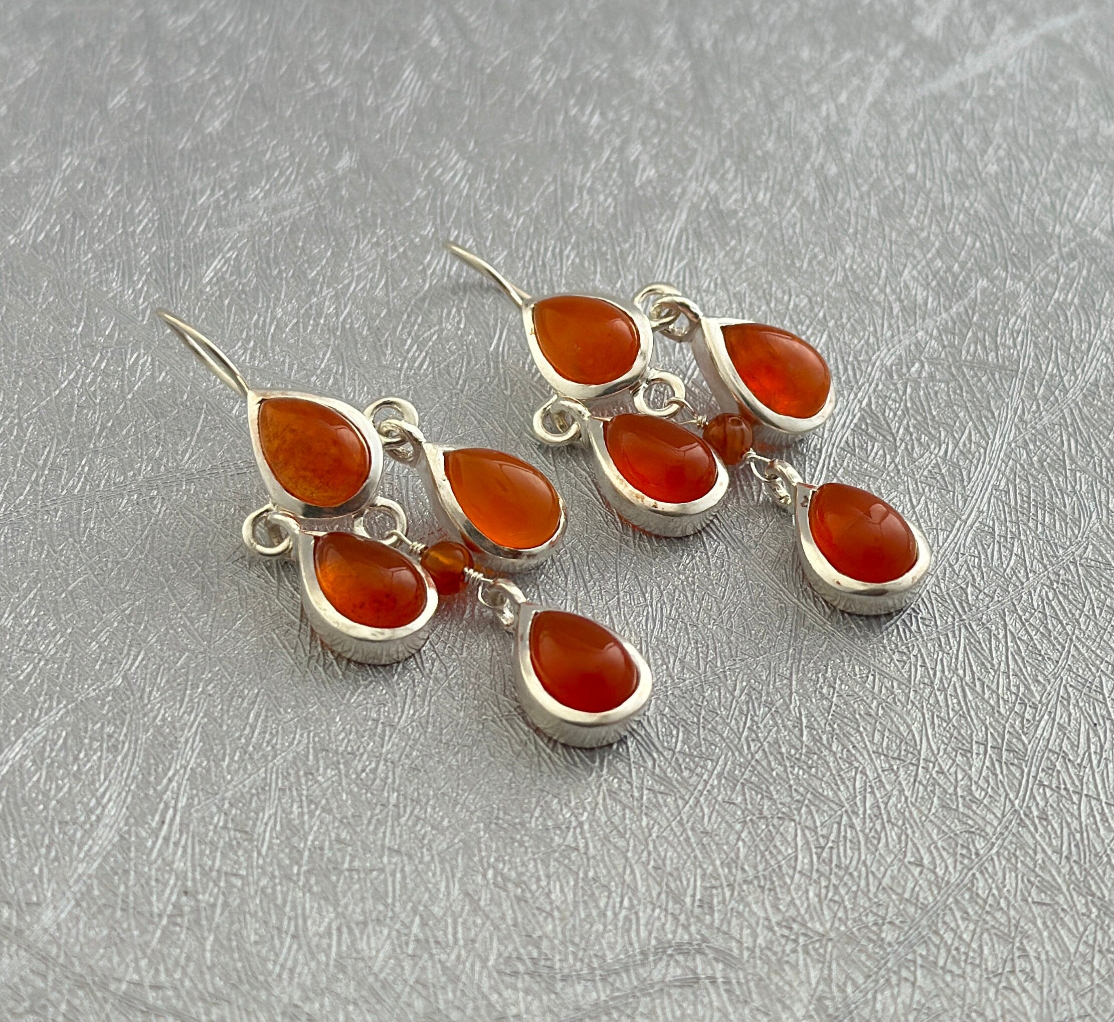 Handmade Carnelian Teardrop Earrings, Silver Dangle Birthstone Jewelry, Bridal Jewelry, Wedding Jewelry, earrings for bride