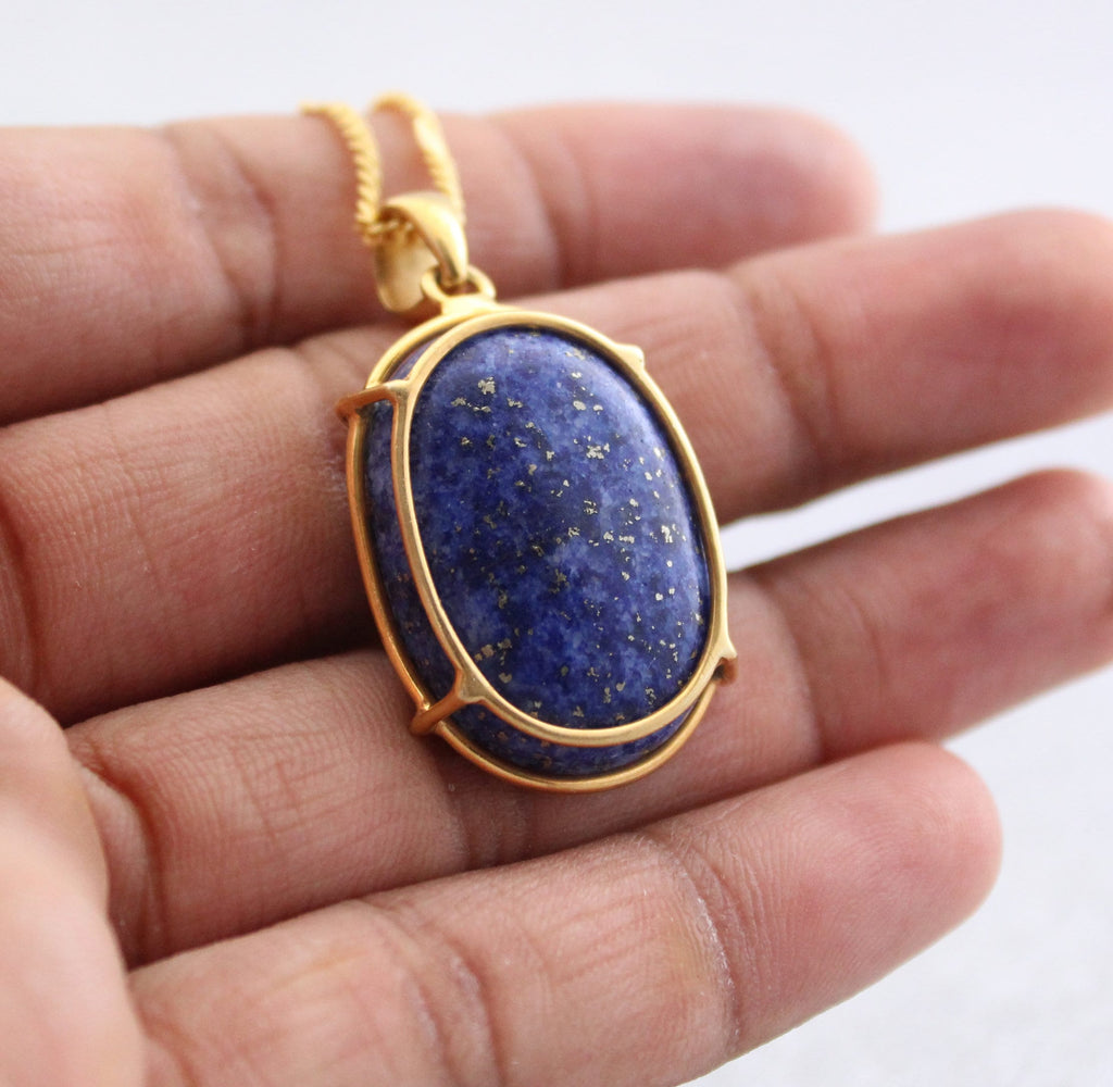 Lapis Lazuli Necklace, Blue Pendant, Crystal Necklace, Healing Crystals, Chunky blue lapis lazuli pendant, Gemstone necklace