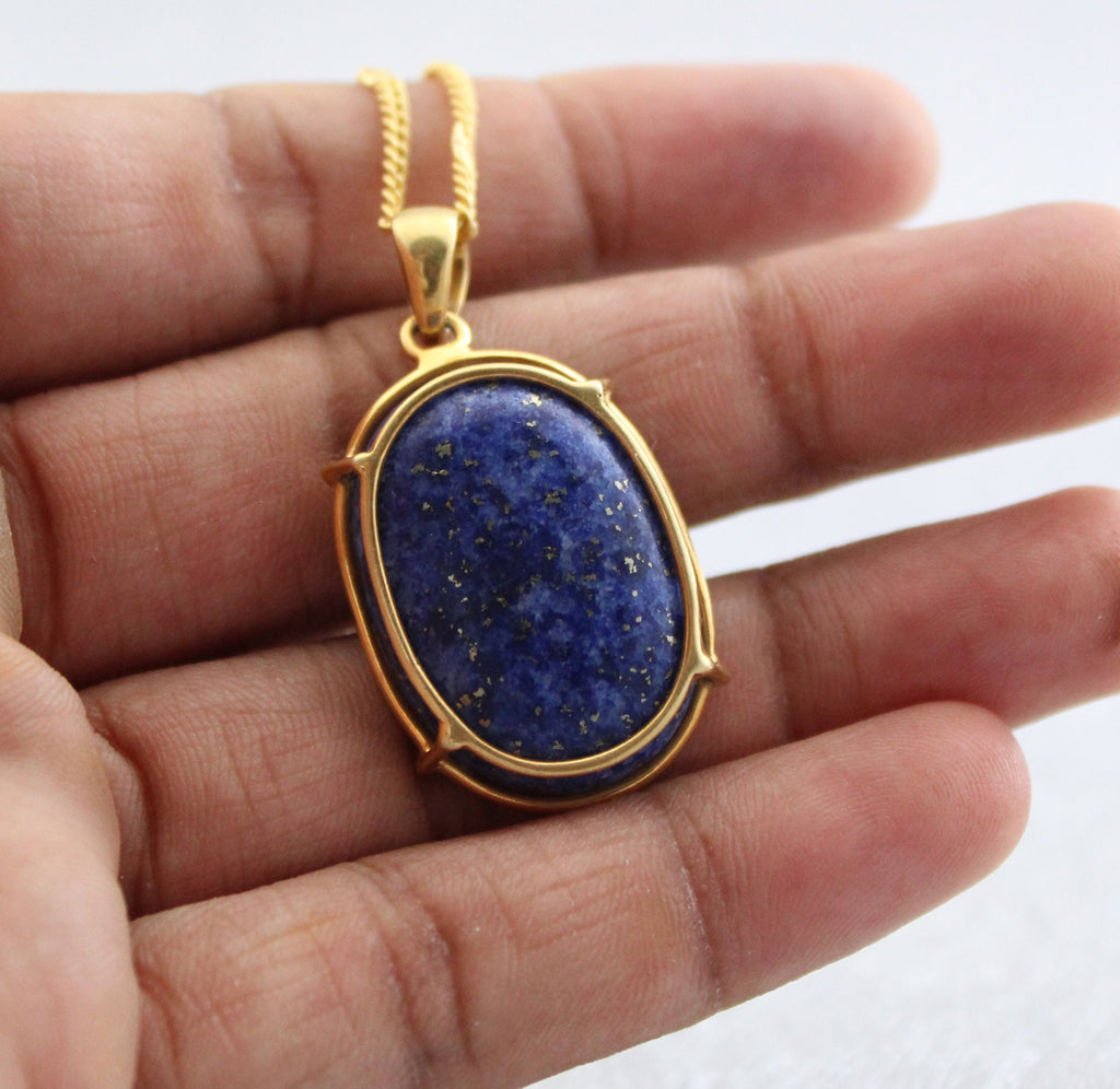 Lapis Lazuli Necklace, Blue Pendant, Crystal Necklace, Healing Crystals, Chunky blue lapis lazuli pendant, Gemstone necklace