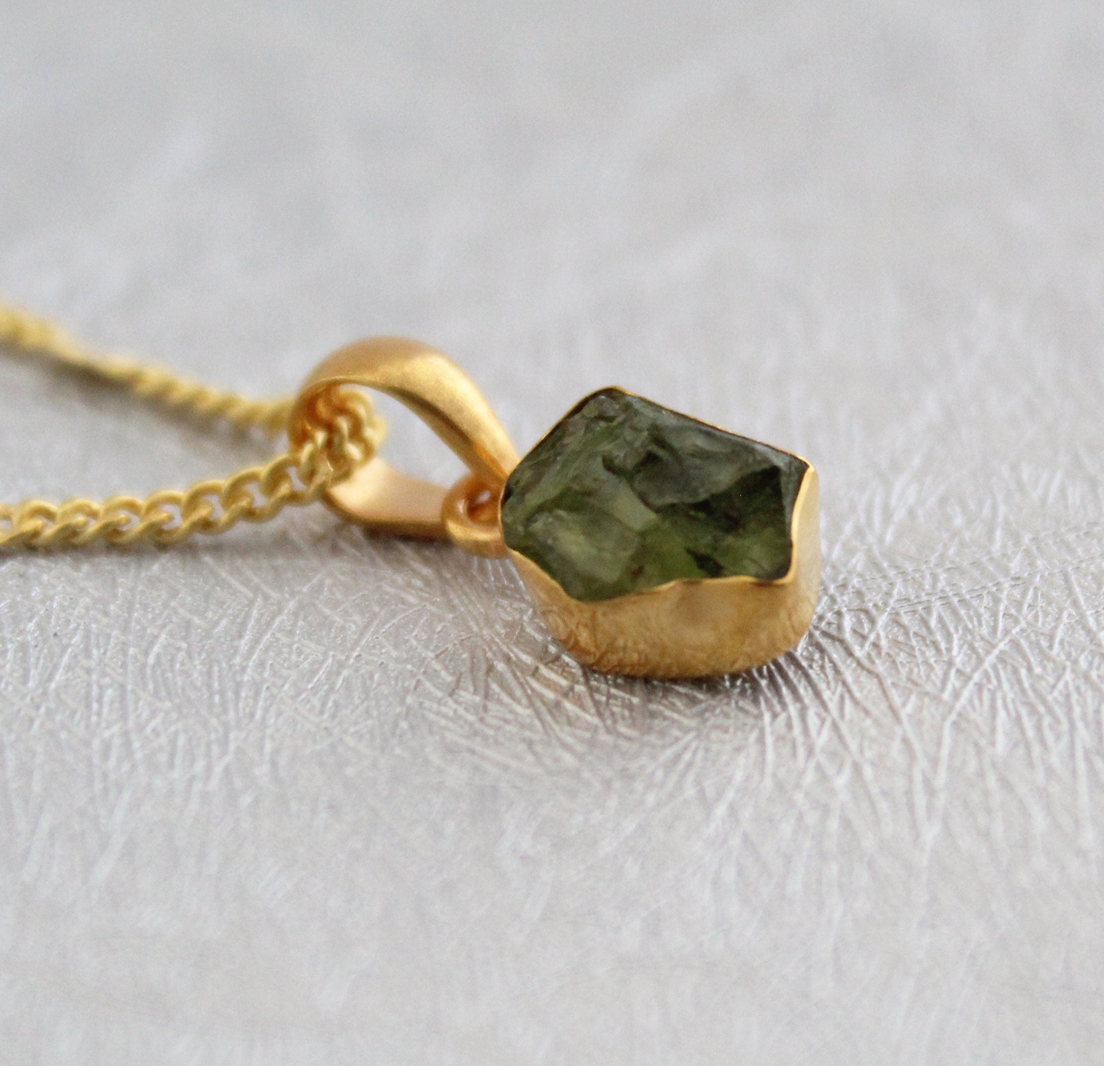 Raw Peridot Necklace, August Birthstone, Natural Green Gemstone Gift, 14K Gold Vermeil Pendant, Gold Filled Chain, gift for Mom