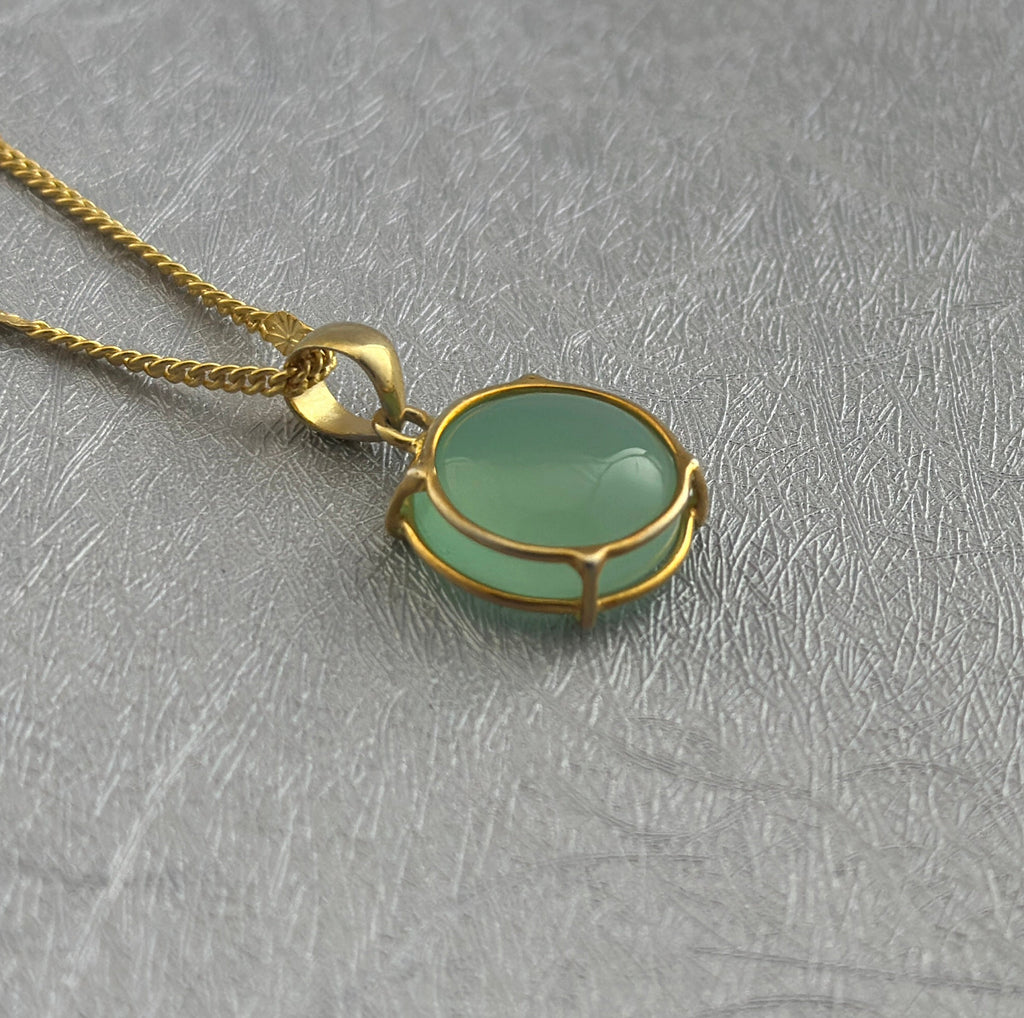 Aqua Chalcedony Necklace, Dainty Sterling Silver Gemstone Pendant, stone pendants, mothers day gift, Victorian Pendant Necklace