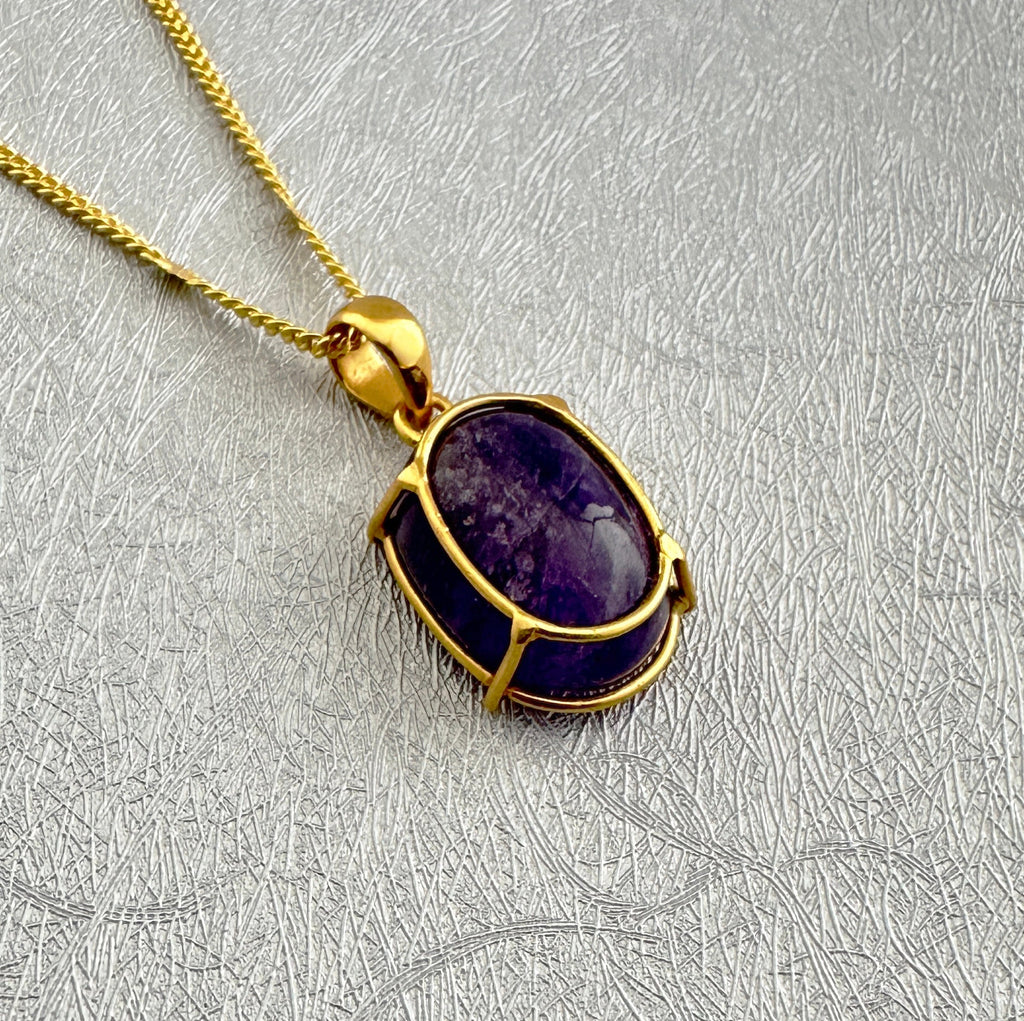 Natural Amethyst necklace, 18K Gold Necklace, Birthstone Jewelry, Layering Necklace, Statement necklaces, Mothers day Gift