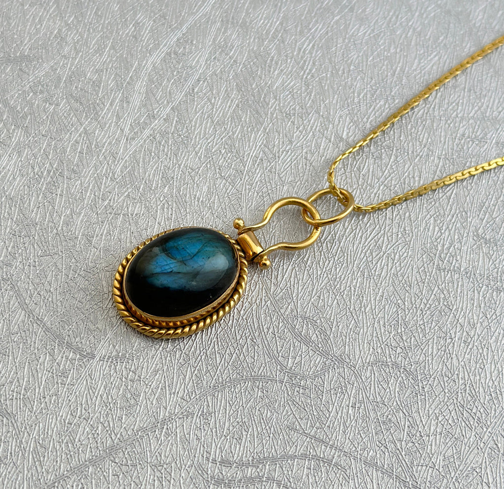 Labradorite Necklace, Sterling Silver Framed Gemstone Pendant, Birthday Gift, Gemstone Necklace, Christmas Gift