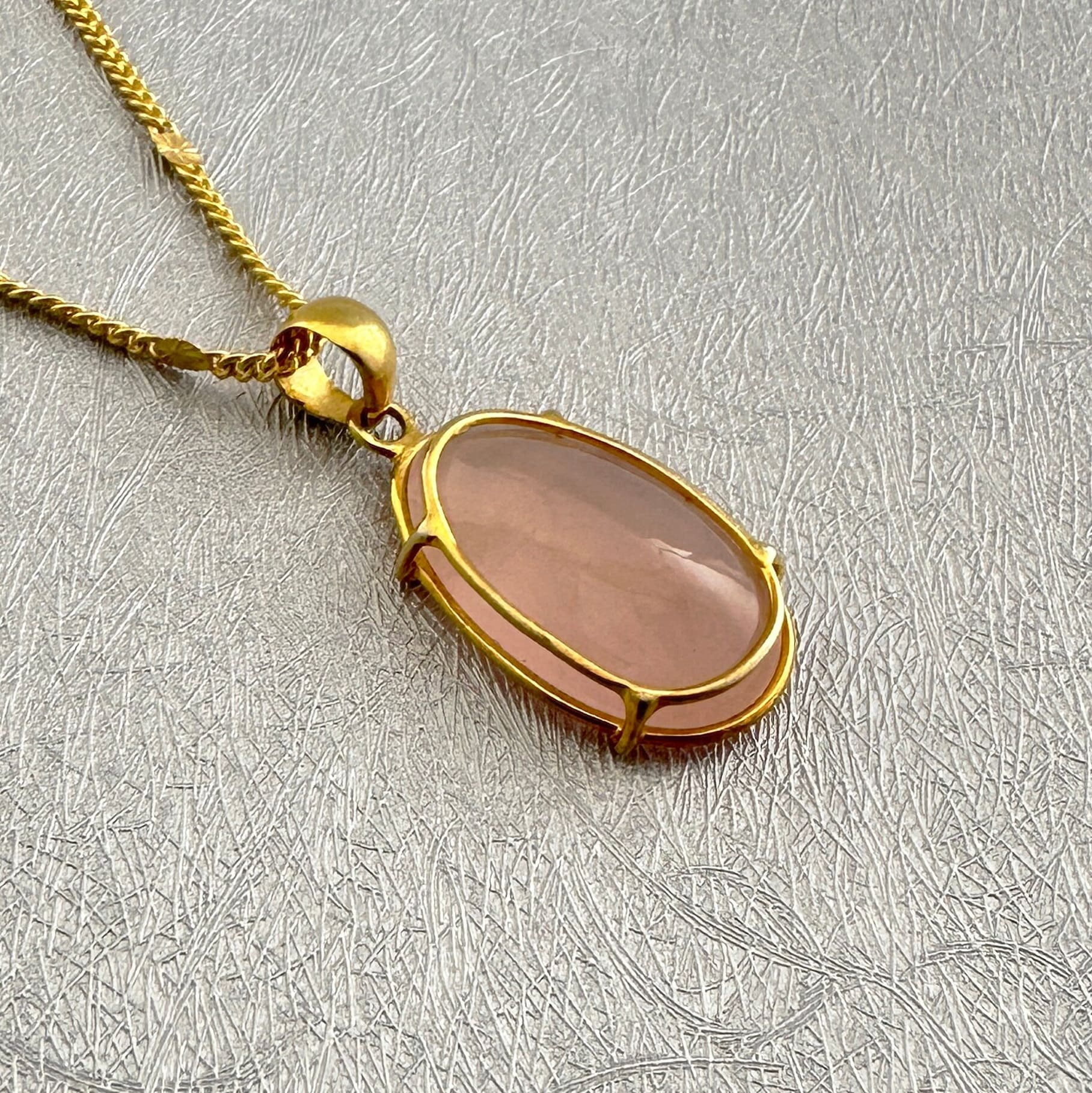 Rose Quartz Necklace: Sterling Silver, 18K Gold Plated, Gemstone Pendant