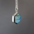 Labradorite Sterling Silver Necklace: Hexagon Gemstone Pendant