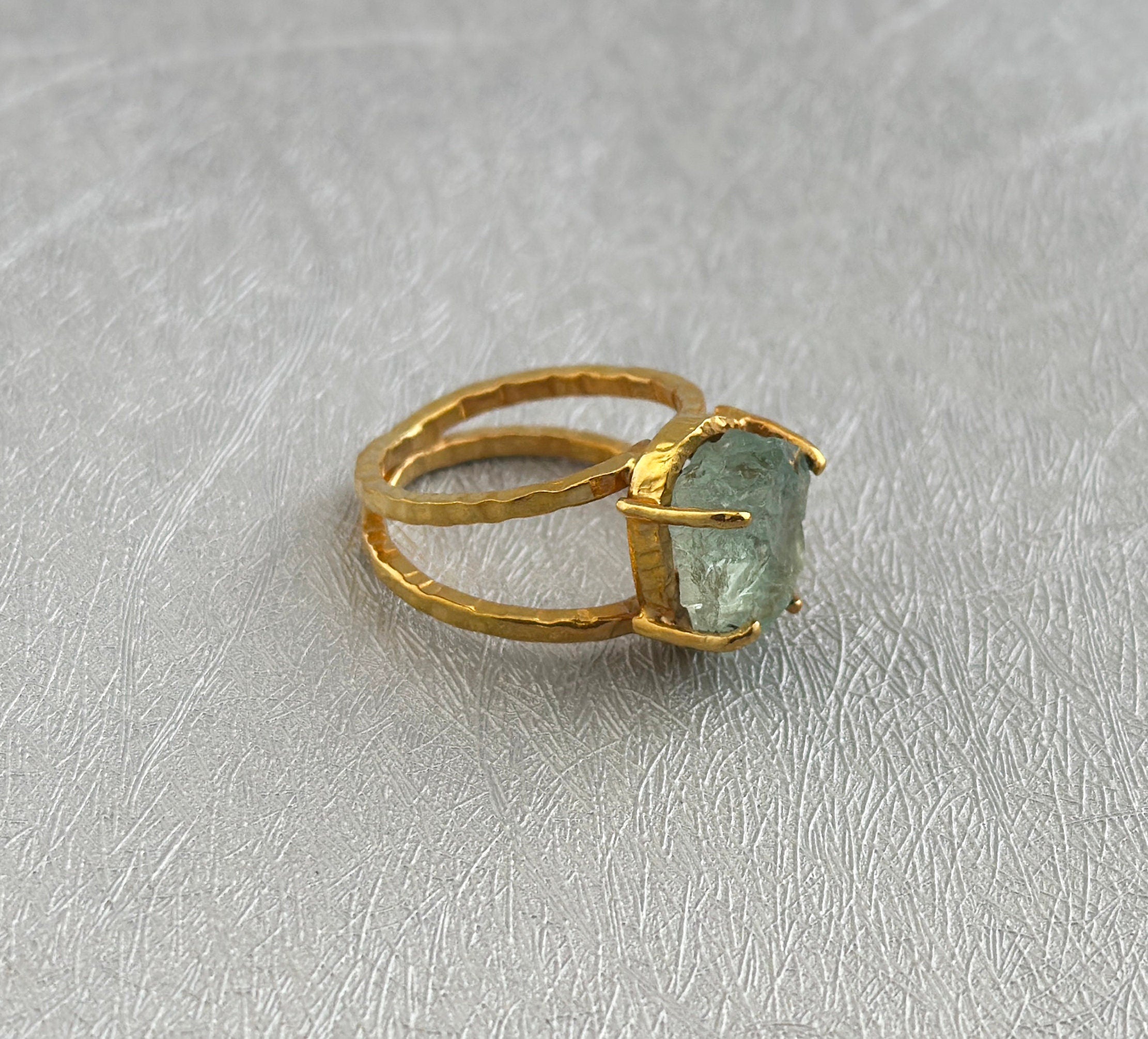 Raw Aquamarine Ring, Raw Birthstone Jewelry, Rough Raw Crystal Ring, Silver Ring, Handmade Statement, Natural, Organic, Bridal