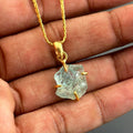 Raw Aquamarine Necklace: Dainty 925 Sterling Silver Pendant