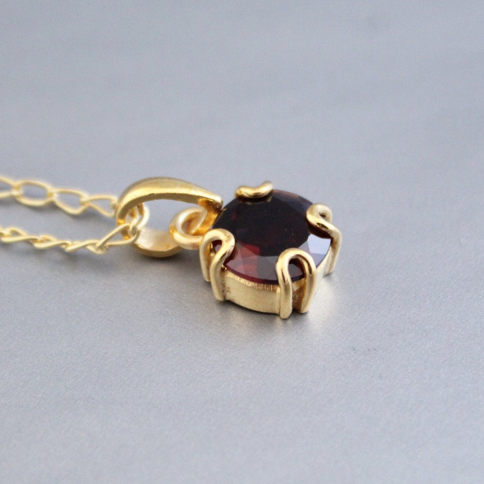 Garnet Necklace Earrings Set, Handmade 925 Sterling Silver, Wedding Jewelry Set, Sterling Silver Dainty Garnet Necklace, Minimalist Jewelry