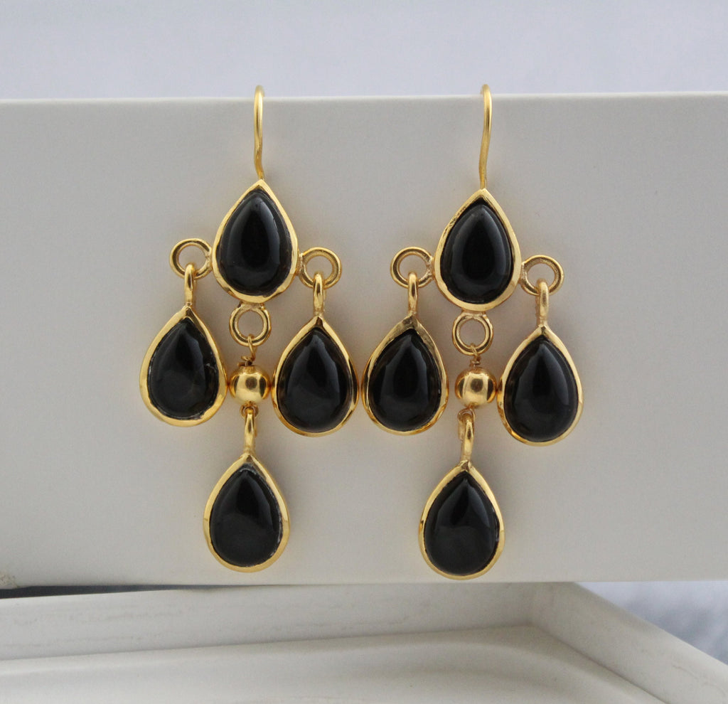 Black Onyx earrings, Long Dangle Earrings, Dainty Gold Earrings, Black Gemstone Earrings, Handmade Jewelry, Gift for Mom, Bridesmaid Gifts
