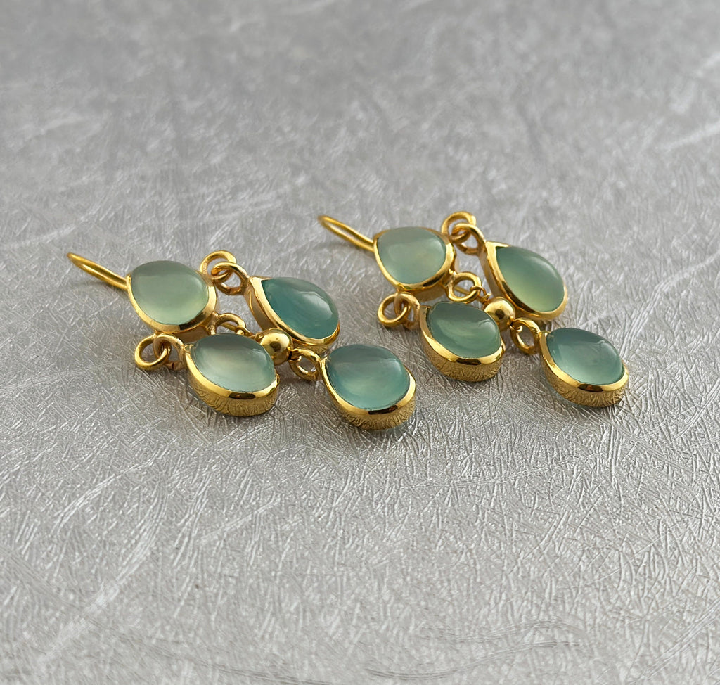 Chalcedony Earrings-Teardrop Earrings-Gemstone Earrings, 14k Gold Dangling Earrings-Sterling Silver Earrings-Chalcedony Earrings