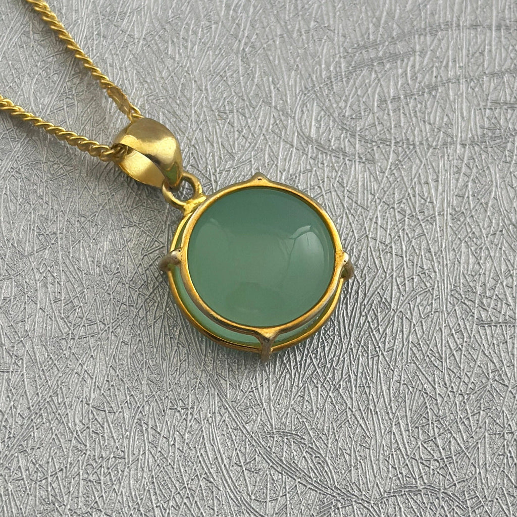 Aqua Chalcedony Necklace, Dainty Sterling Silver Gemstone Pendant, stone pendants, mothers day gift, Victorian Pendant Necklace