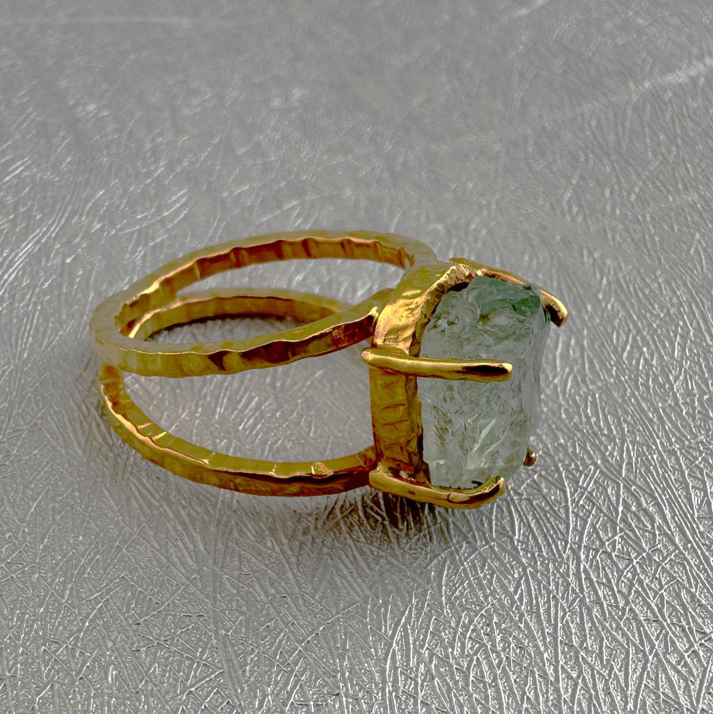 Raw Aquamarine Ring, Raw Birthstone Jewelry, Rough Raw Crystal Ring, Silver Ring, Handmade Statement, Natural, Organic, Bridal