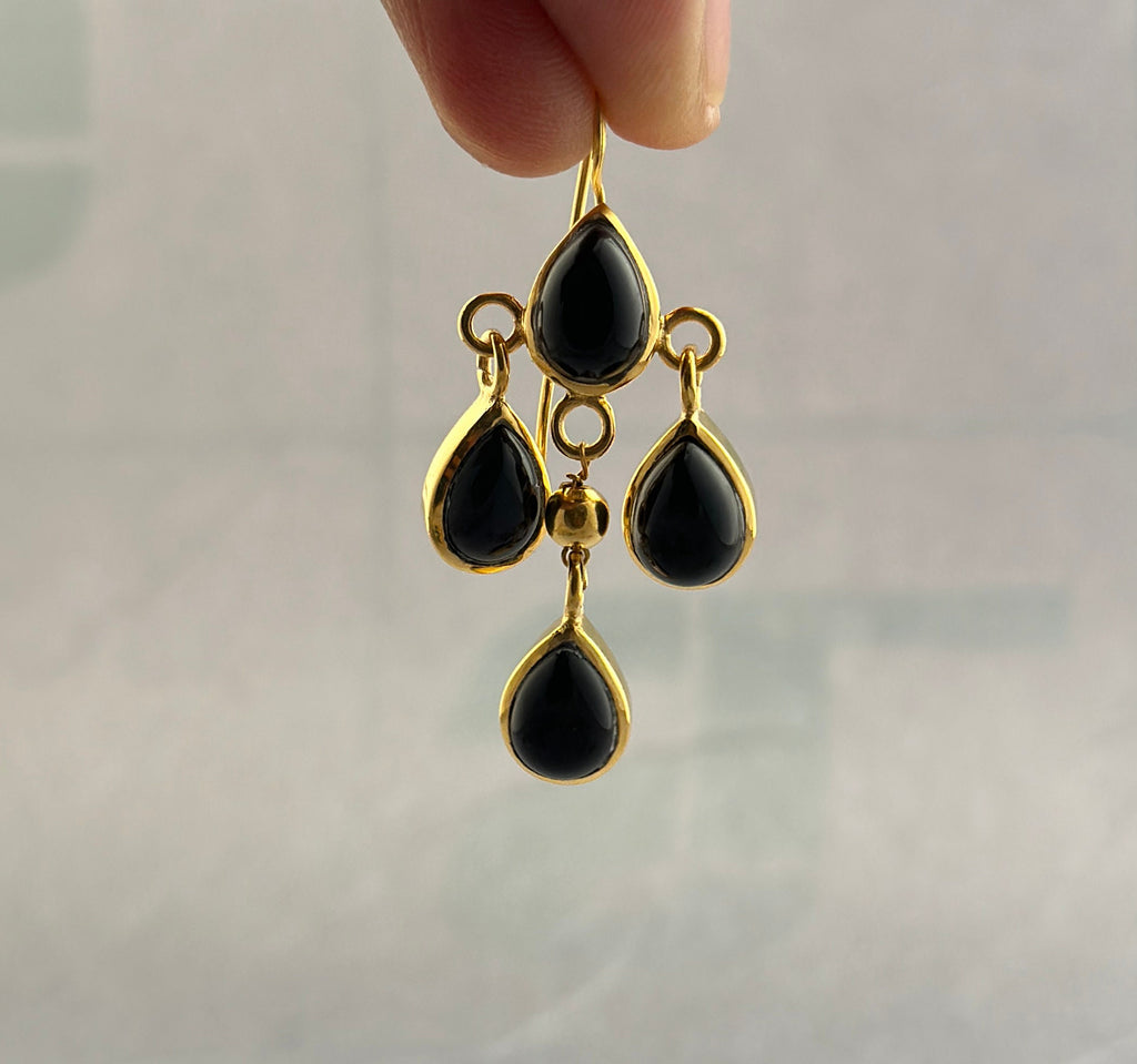 Black Onyx earrings, Long Dangle Earrings, Dainty Gold Earrings, Black Gemstone Earrings, Handmade Jewelry, Gift for Mom, Bridesmaid Gifts