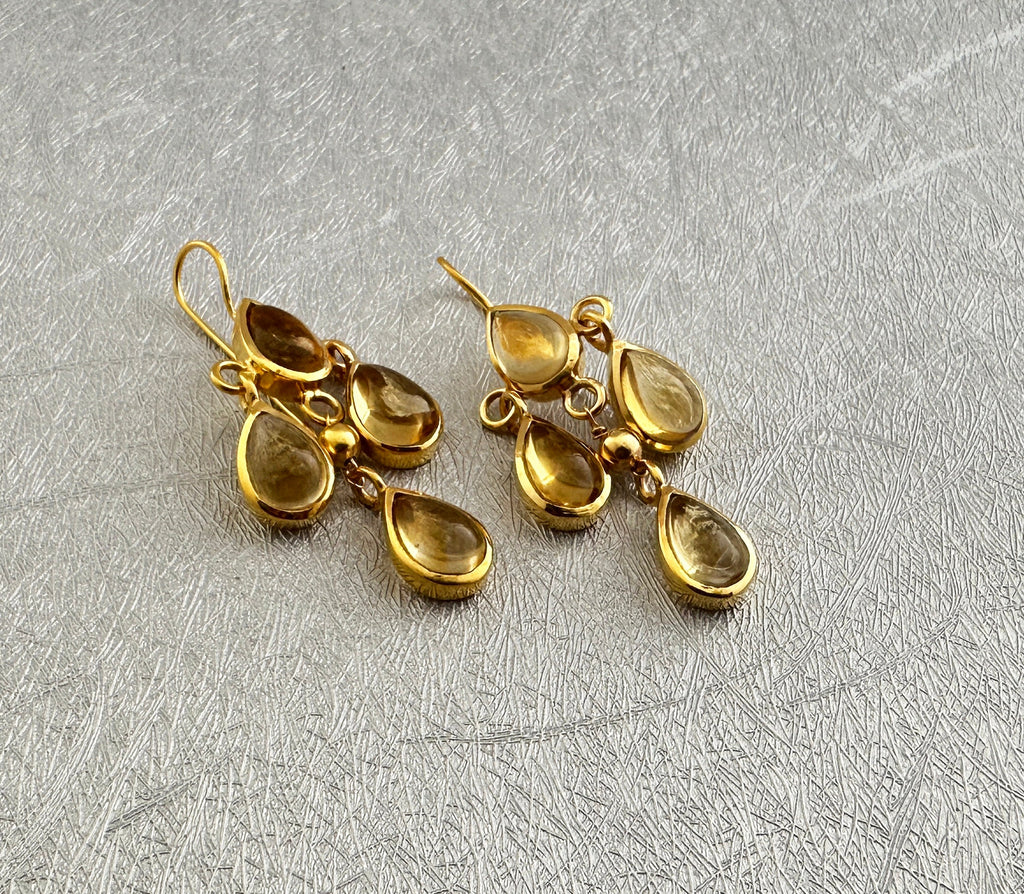 Handmade Citrine Dangle Earrings, November Birthstone Jewelry, gold dangle earrings,long dangle earrings,bridesmaid jewelry