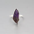Raw Amethyst Ring, Sterling Silver 925 Ring, Raw Purple crystal, Minimalist Promise, Handmade Dainty Gemstone