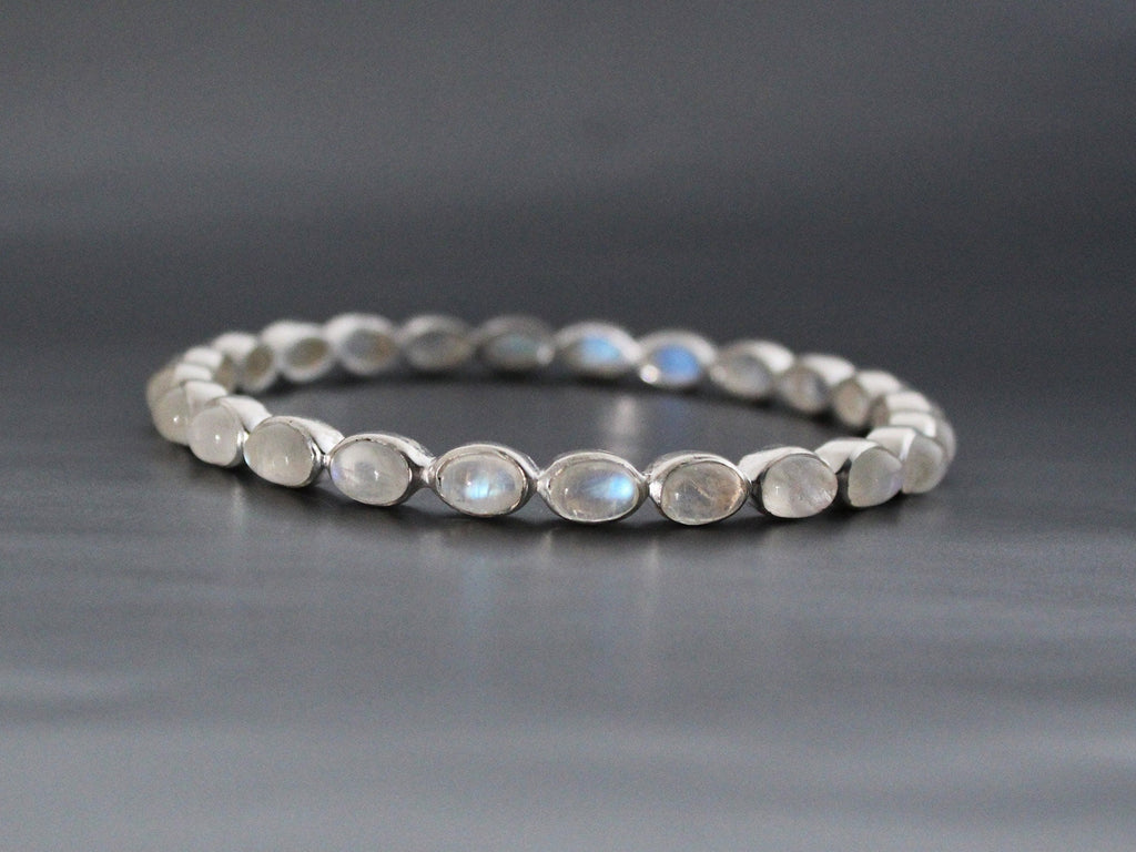 Rainbow Moonstone Bracelet, Sterling Silver, Celestial Jewelry, June Birthstone, Bridesmaid Gift