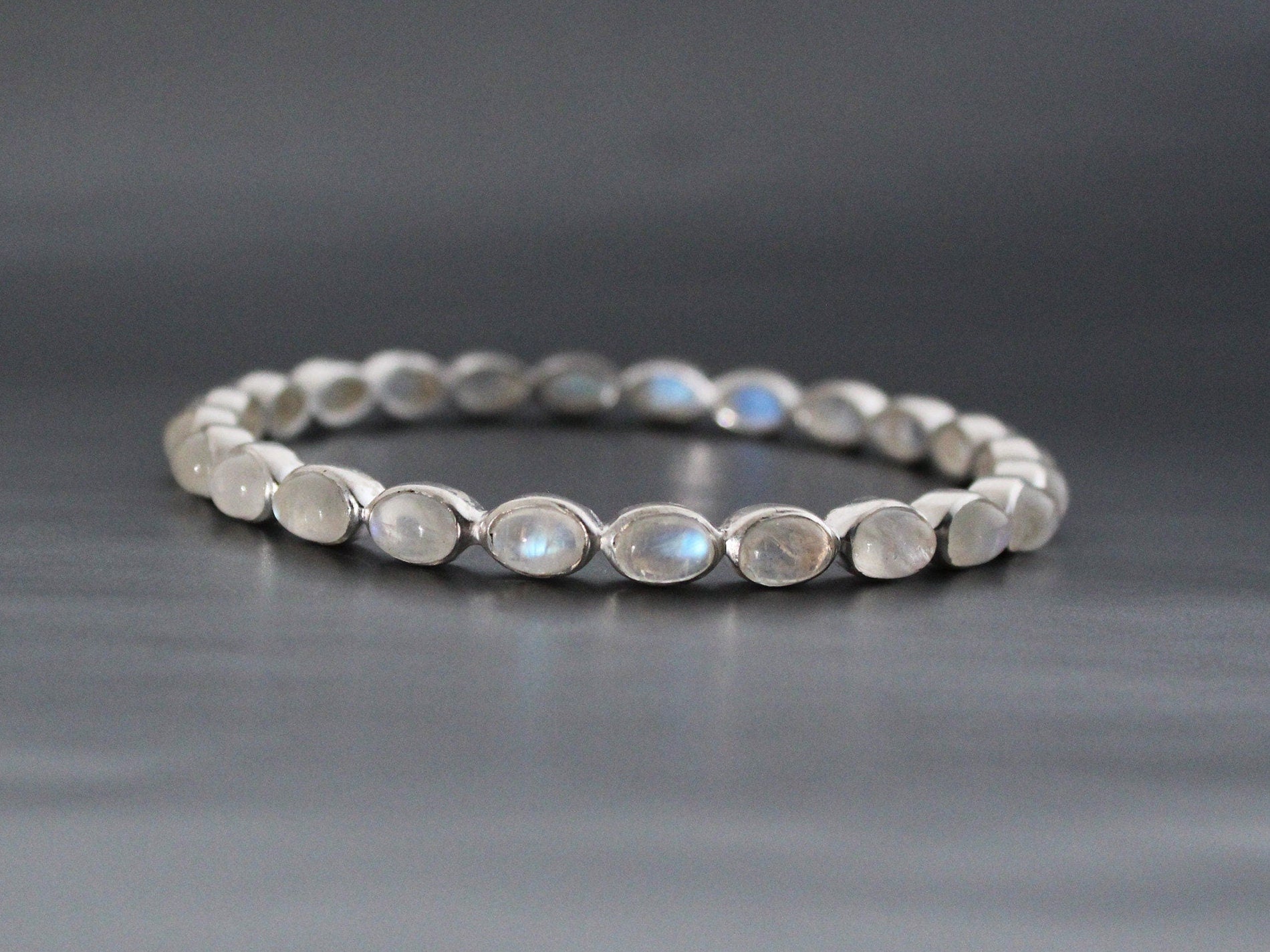 Rainbow Moonstone Bracelet, Sterling Silver, Celestial Jewelry, June Birthstone, Bridesmaid Gift