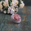 Sandstone Moon Face Necklace, Sterling Silver Birthday gifts, birthstone necklace, Crystal Necklace