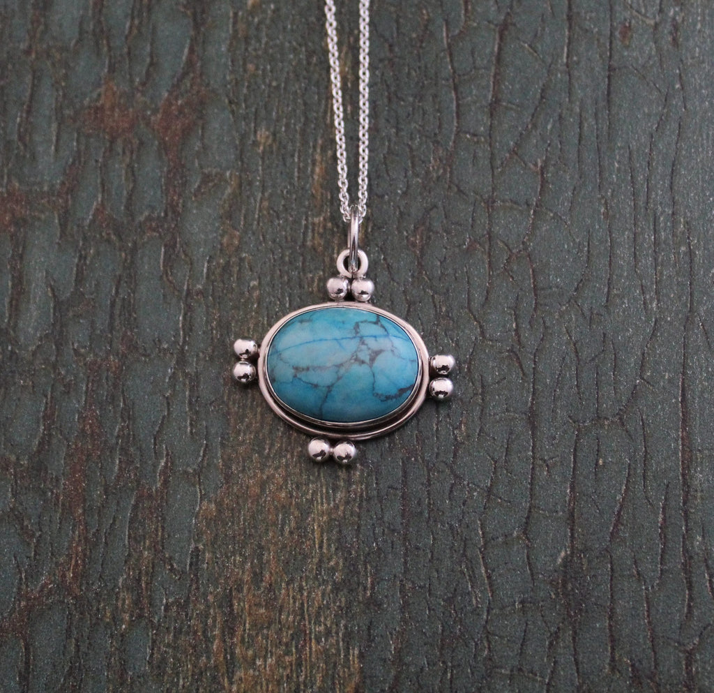 Turquoise Necklace, Crystal Pendant Necklace, Summer Jewelry, Best Friend Gift, Birthstone Pendant Necklace, Blue Necklace