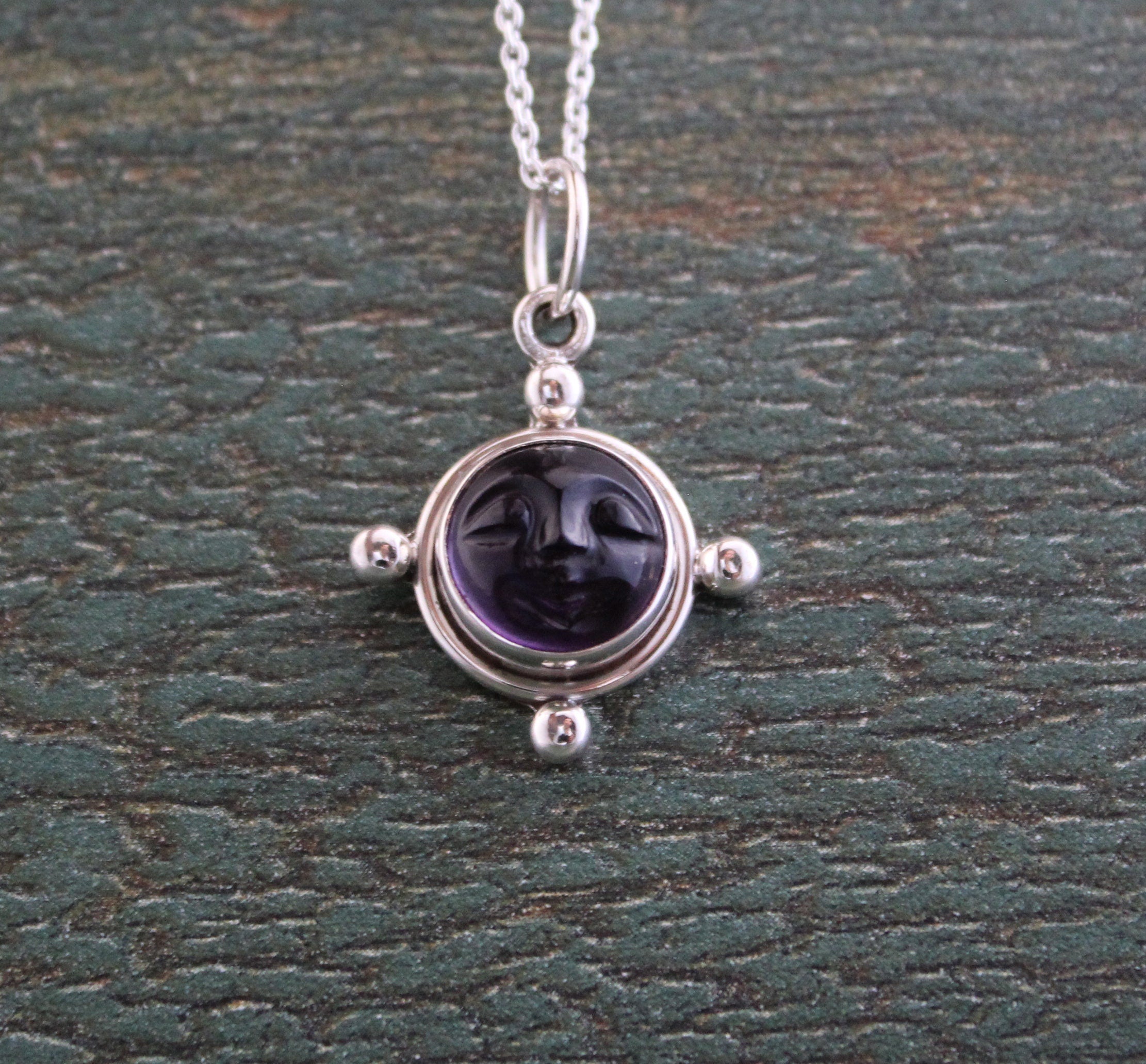 Sterling Silver Amethyst Moon Necklace, Amethyst Crystal Necklace, February Birthstone, Dainty Necklace,Handmade Gemstone Pendant